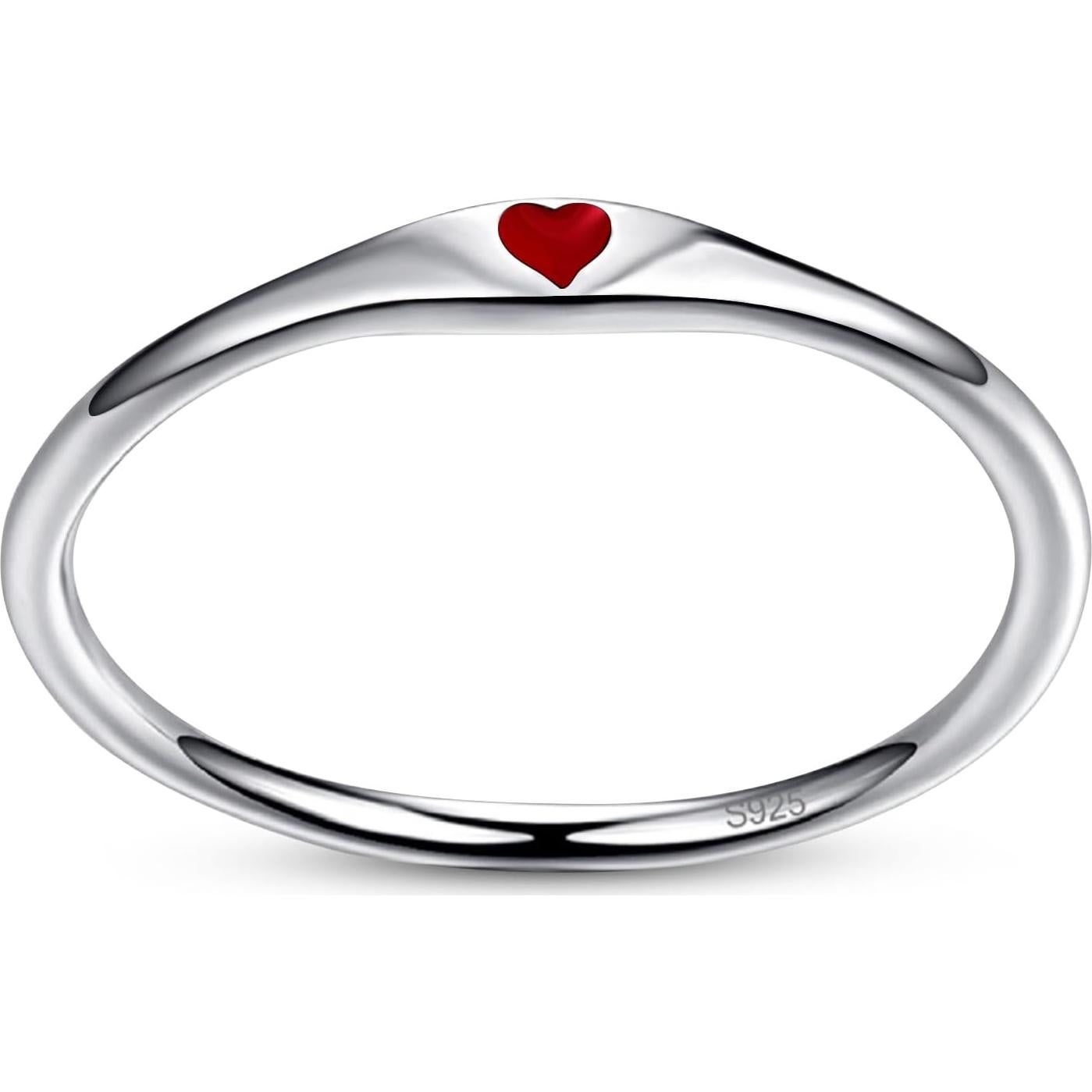 Anillo de Corazón de Plata Esterlina 925 Hipoalergénico Talla 5-10