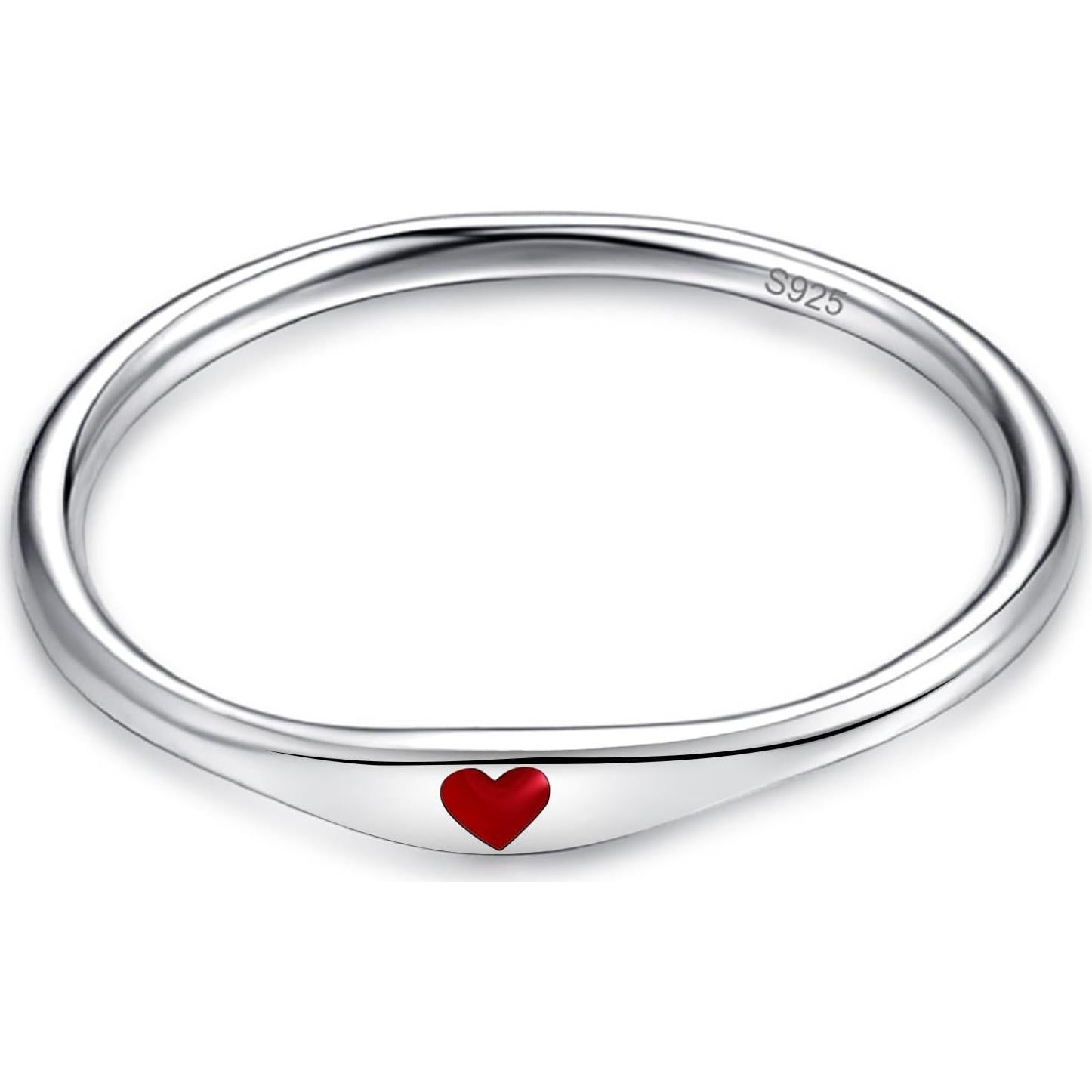 Anillo de Corazón de Plata Esterlina 925 Hipoalergénico Talla 5-10