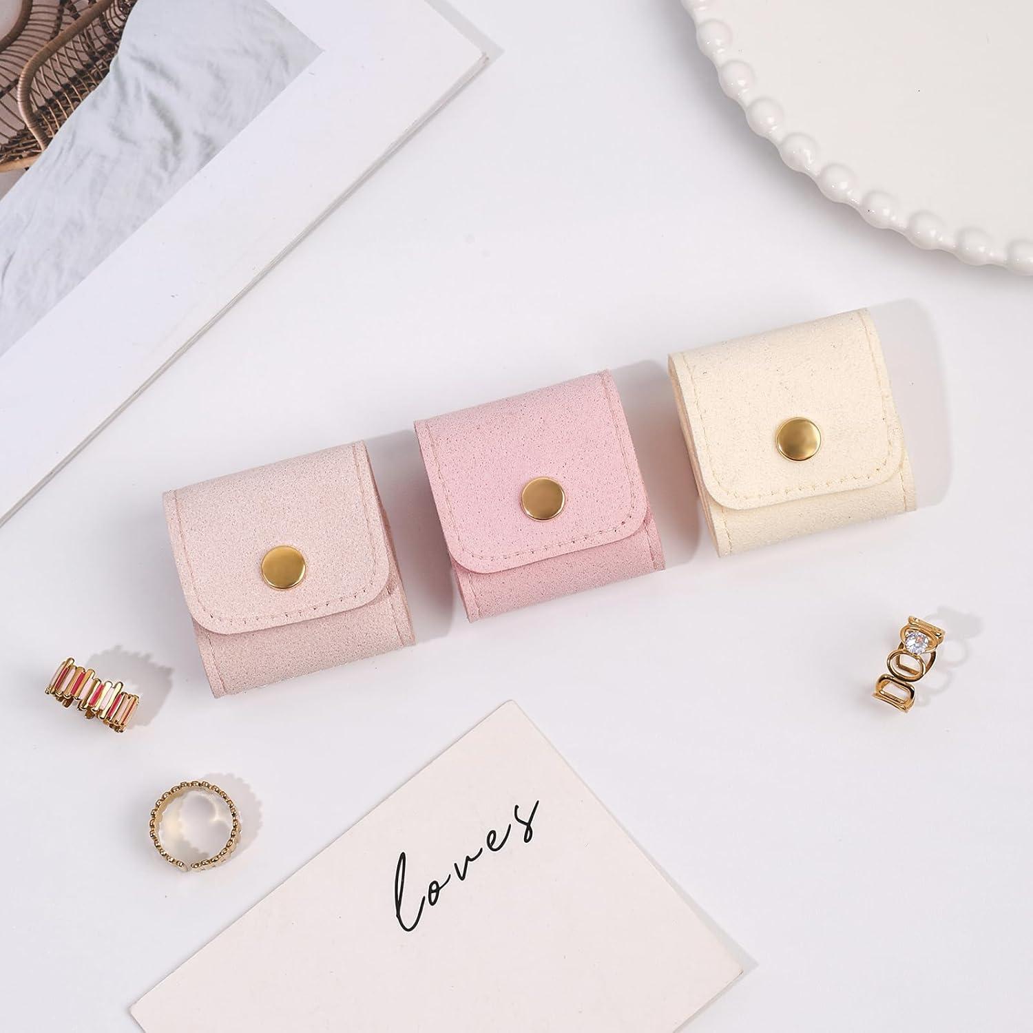 3 Mini Organizadores de Joyería COOKOOKY Beige Plegables