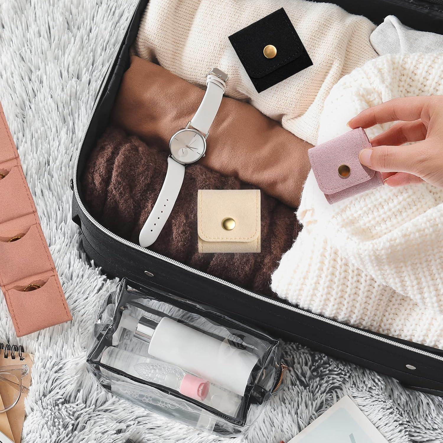 3 Mini Organizadores de Joyería COOKOOKY Beige Plegables