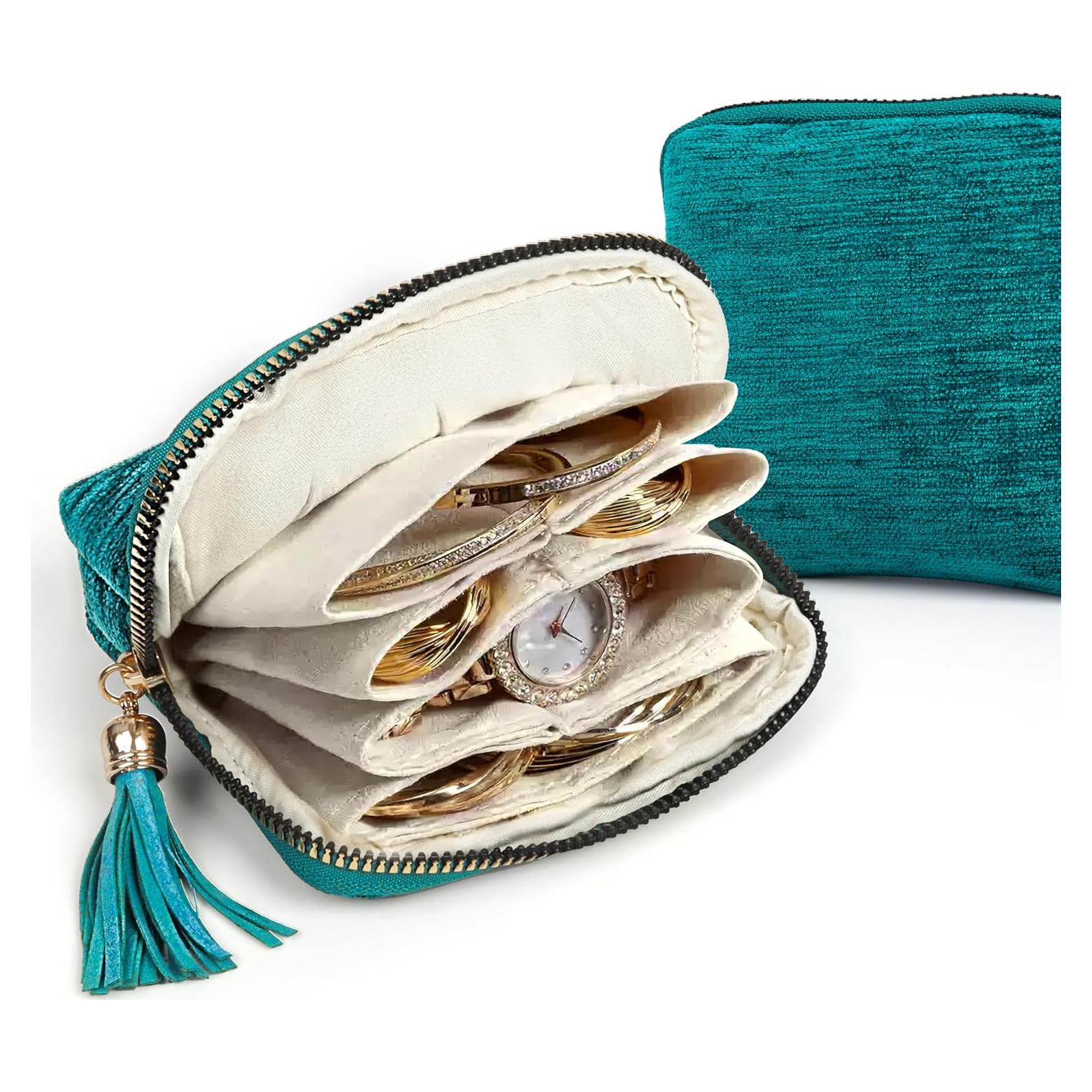 Organizador de Joyería LOTOFUN para Viaje 5 Capas Terciopelo Azul