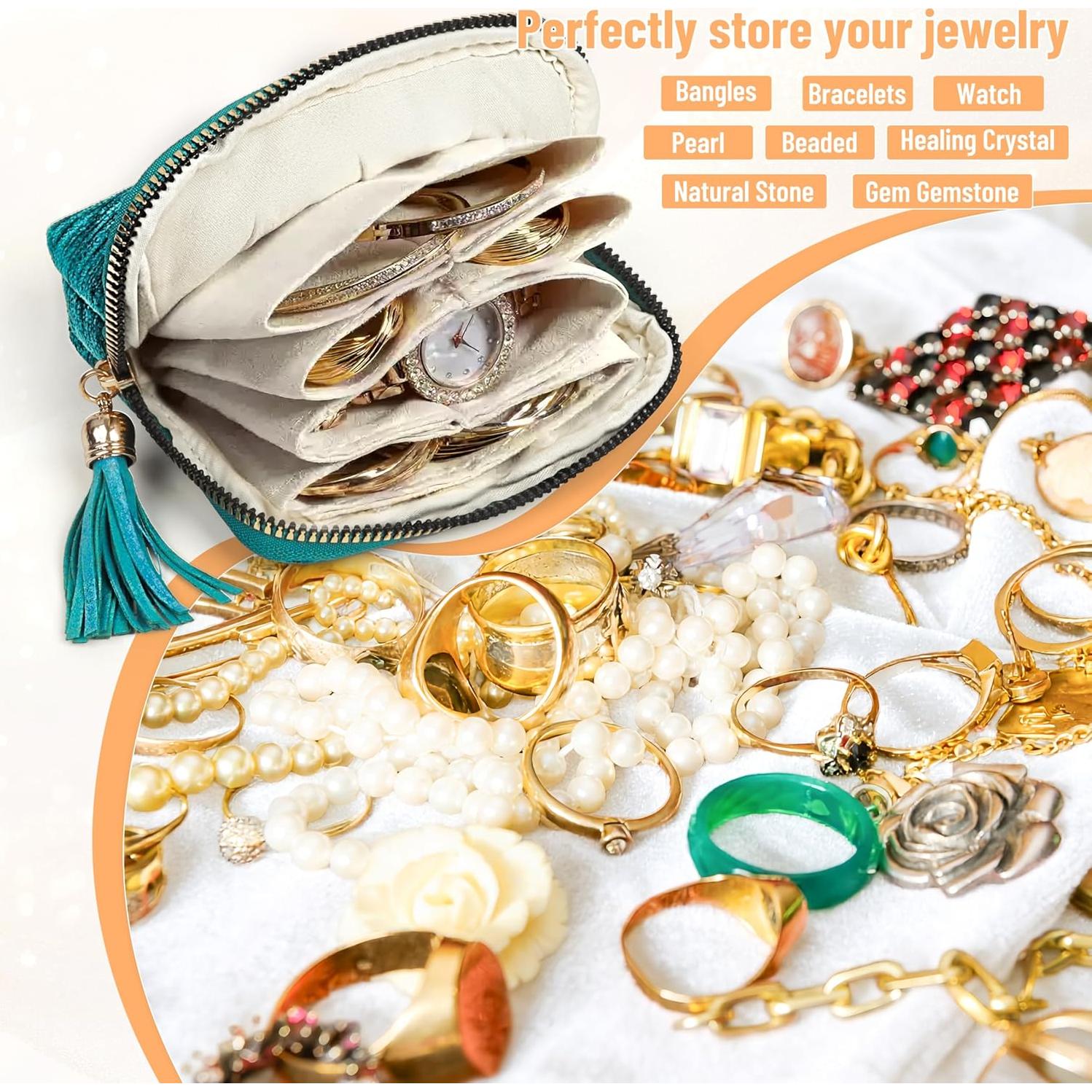 Organizador de Joyería LOTOFUN para Viaje 5 Capas Terciopelo Azul