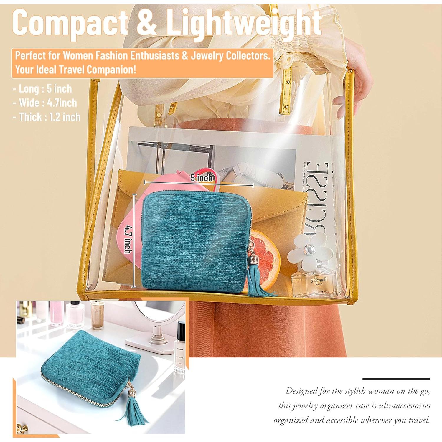 Organizador de Joyería LOTOFUN para Viaje 5 Capas Terciopelo Azul