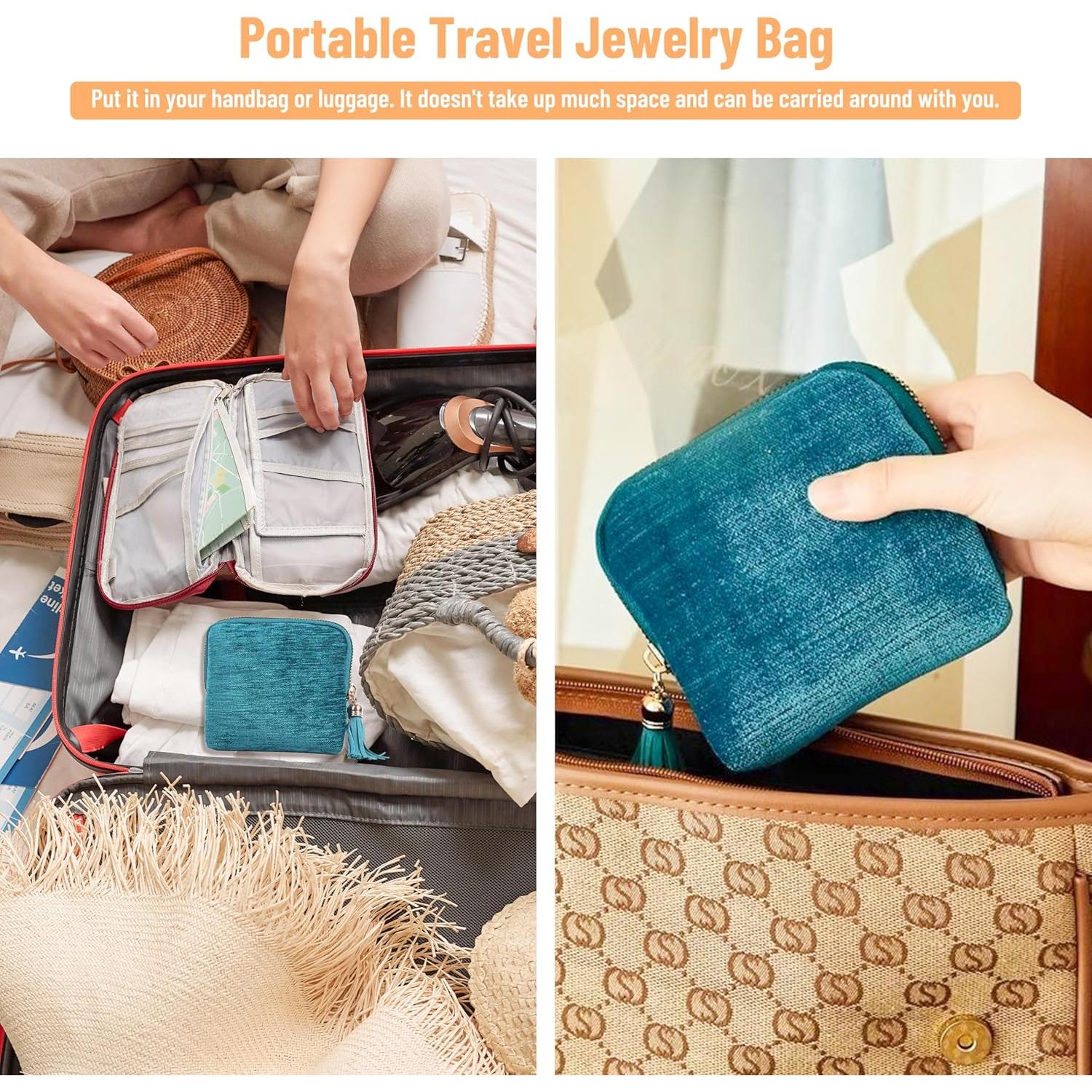 Organizador de Joyería LOTOFUN para Viaje 5 Capas Terciopelo Azul