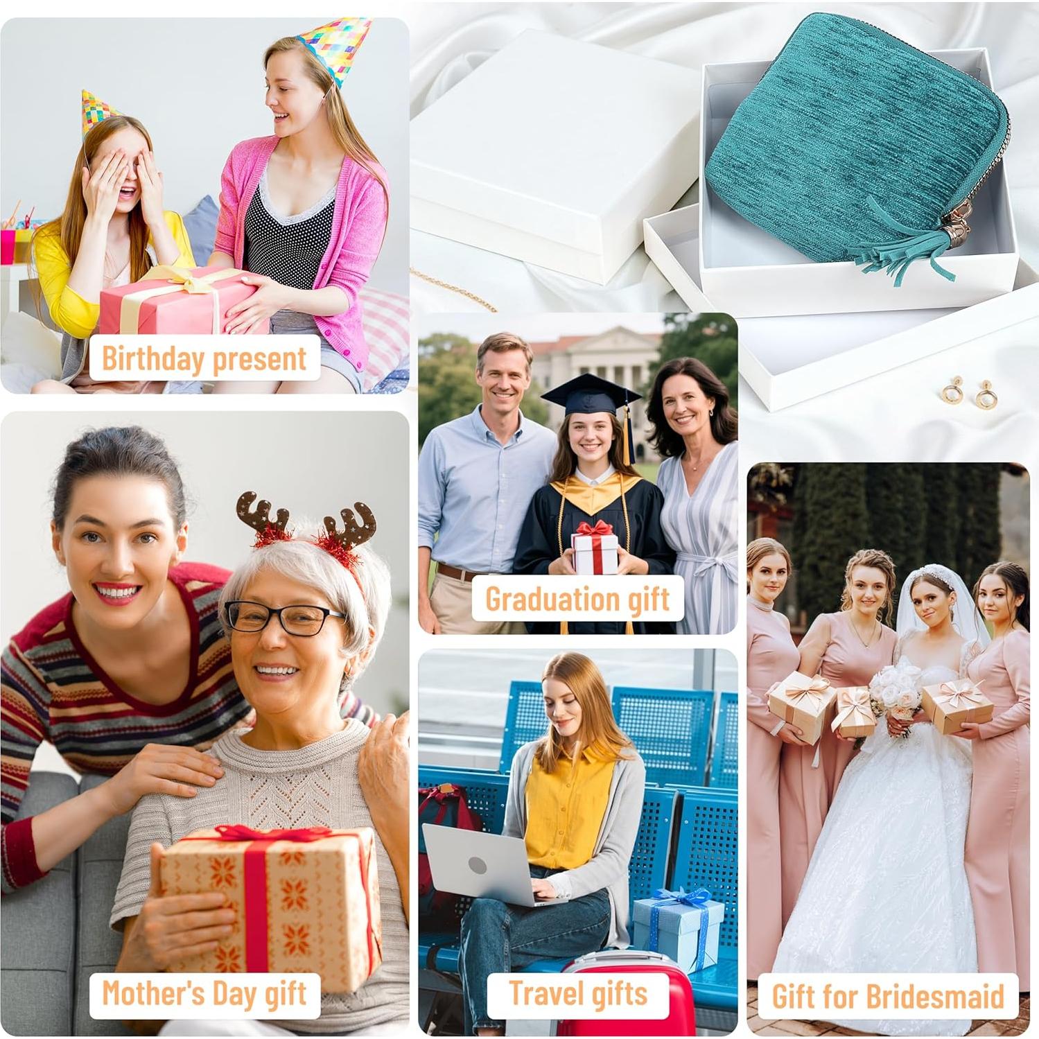 Organizador de Joyería LOTOFUN para Viaje 5 Capas Terciopelo Azul