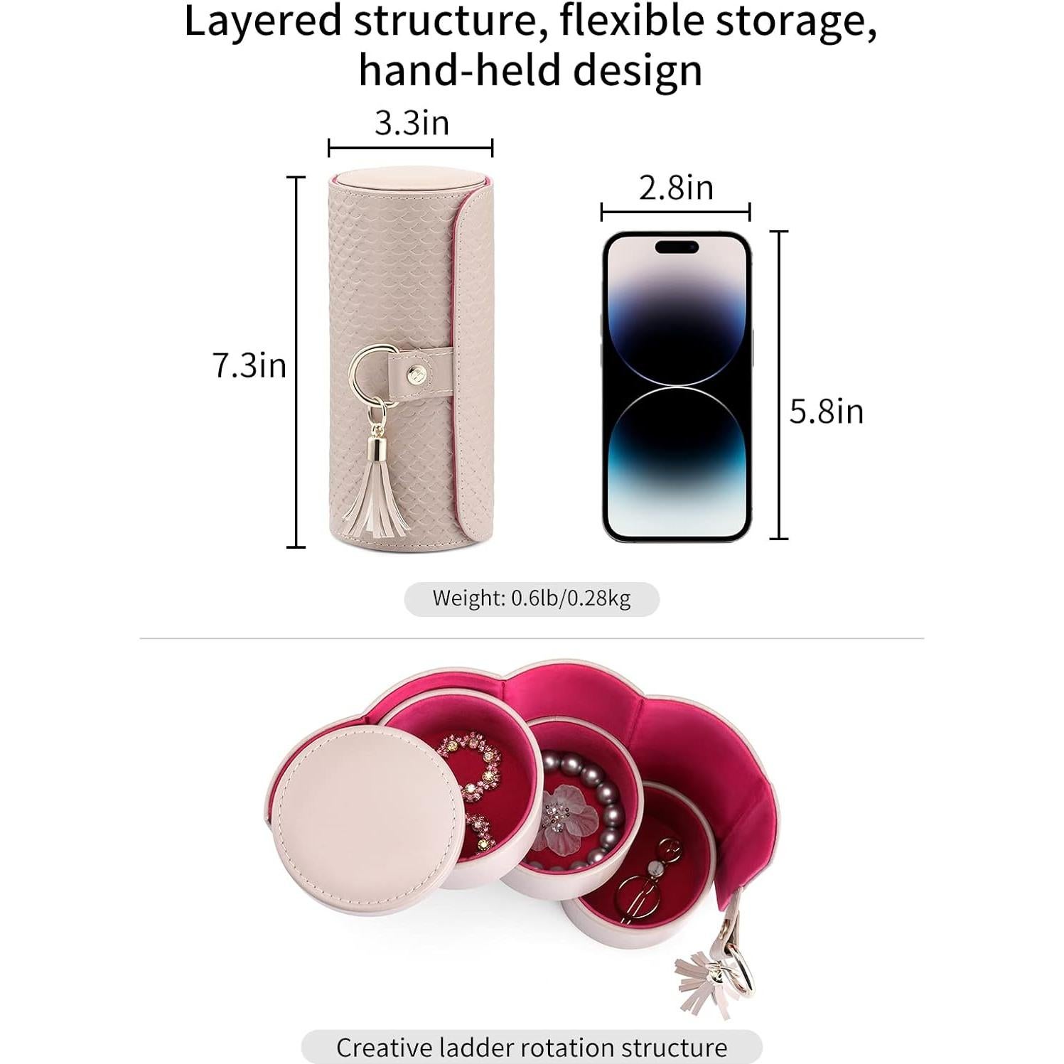 Caja de Joyería Vlando Pequeña Gris, Organizador de Viaje