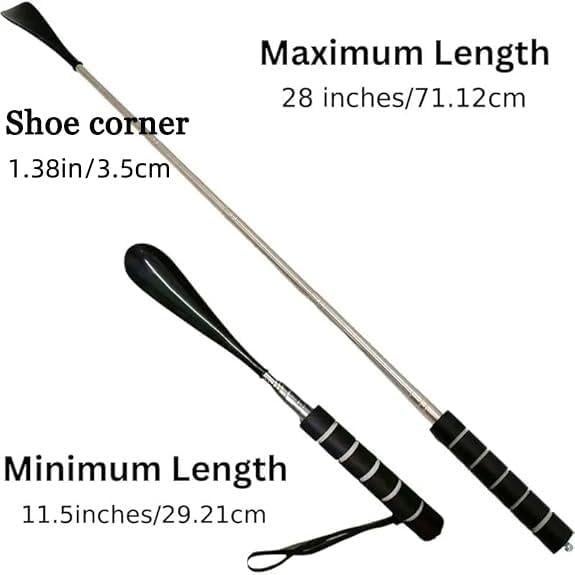 Cuerno de zapato retráctil de acero inoxidable con mango largo