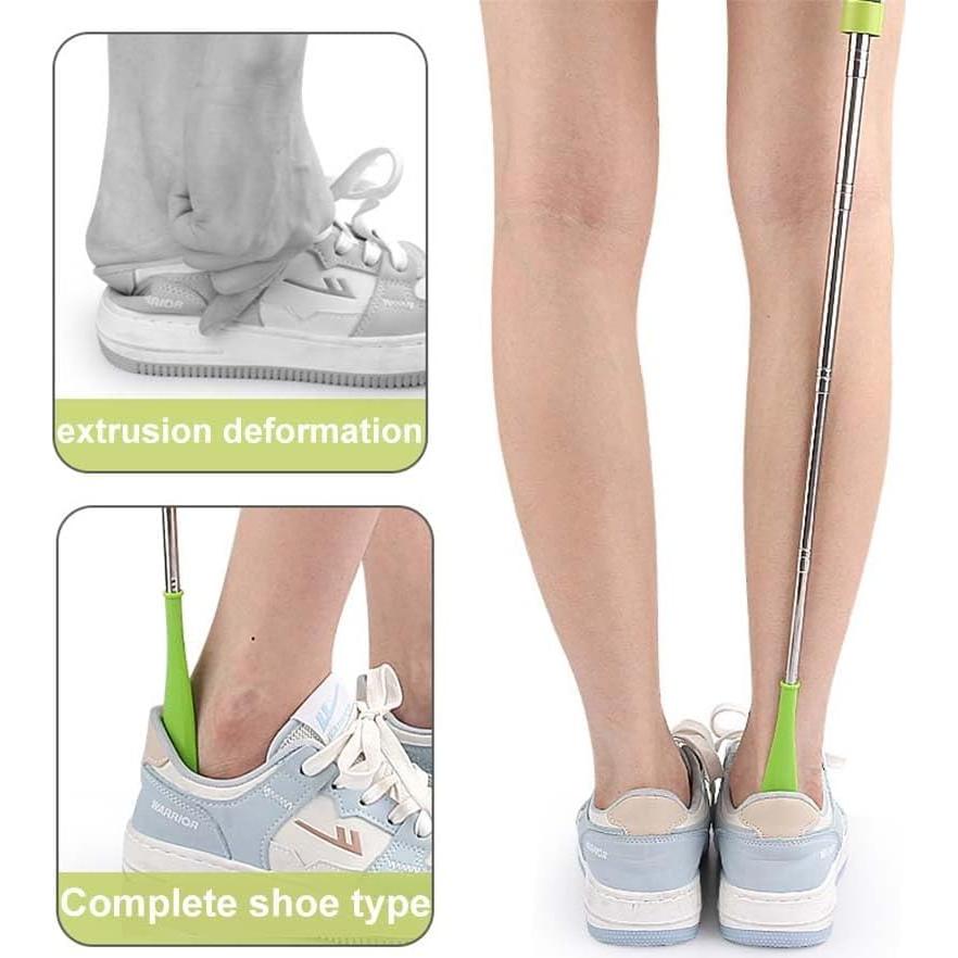 Cuerno de zapato retráctil de acero inoxidable con mango largo