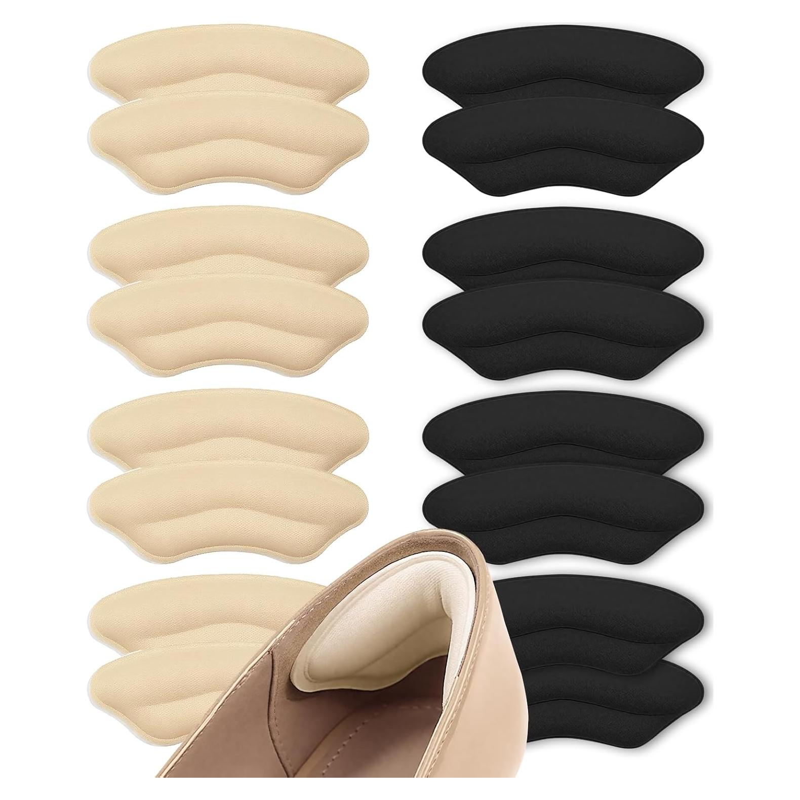 8 Pares Almohadillas Talón Antideslizantes Accoglie Beige/Negro