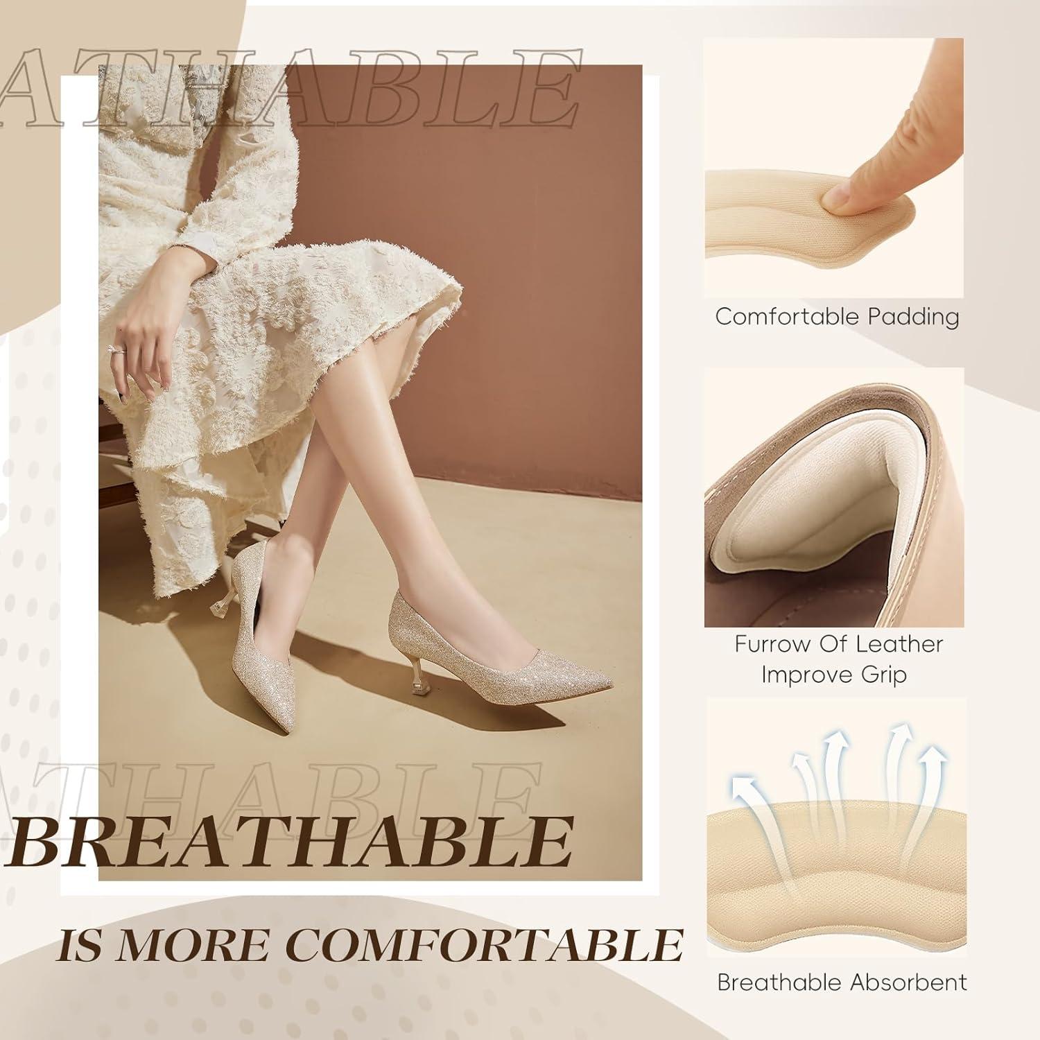 8 Pares Almohadillas Talón Antideslizantes Accoglie Beige/Negro