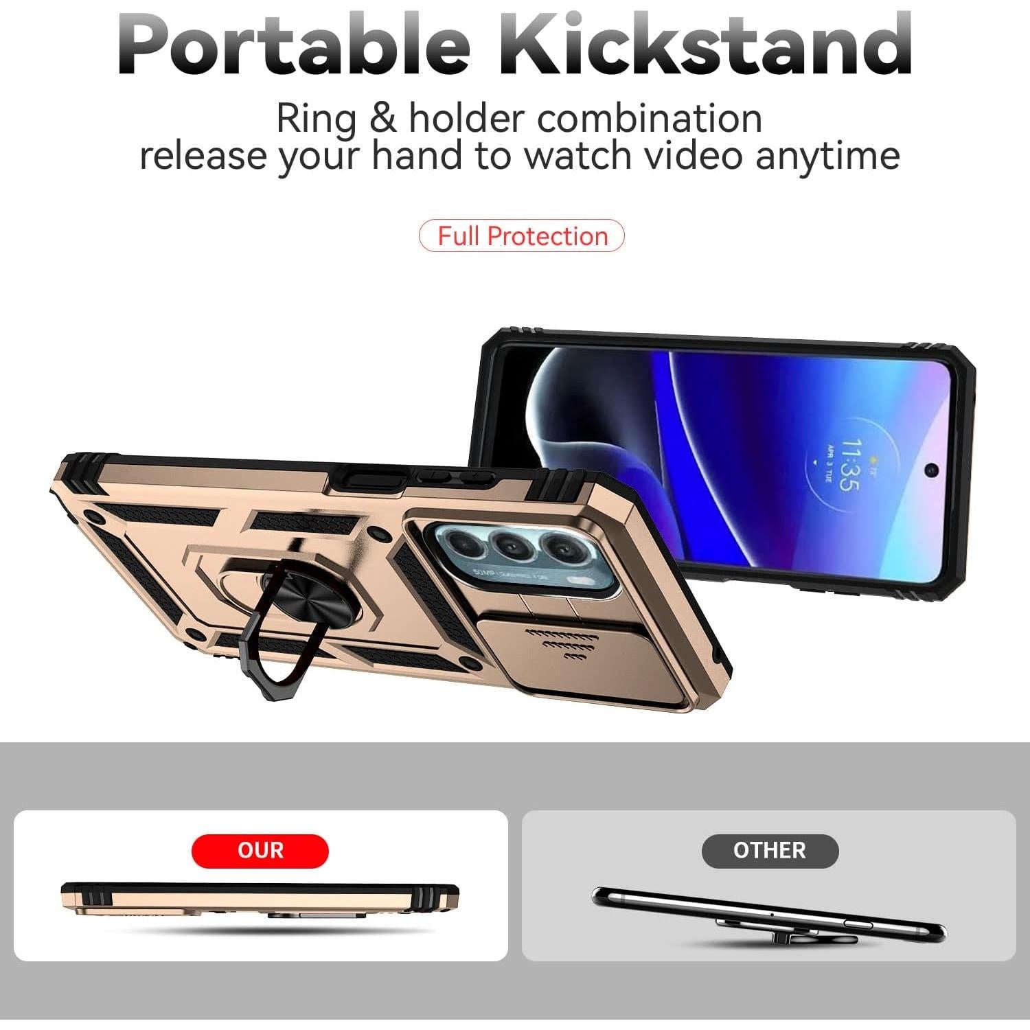 Funda Asuwish para Motorola Moto G Stylus 5G 2022 Oro con Protector