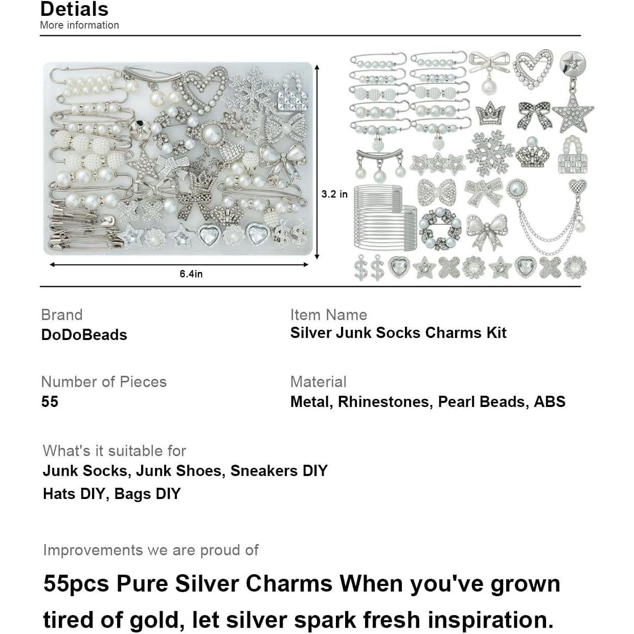 Kit de Encantos Plateados DoDoBeads para Calcetines - 55 Piezas