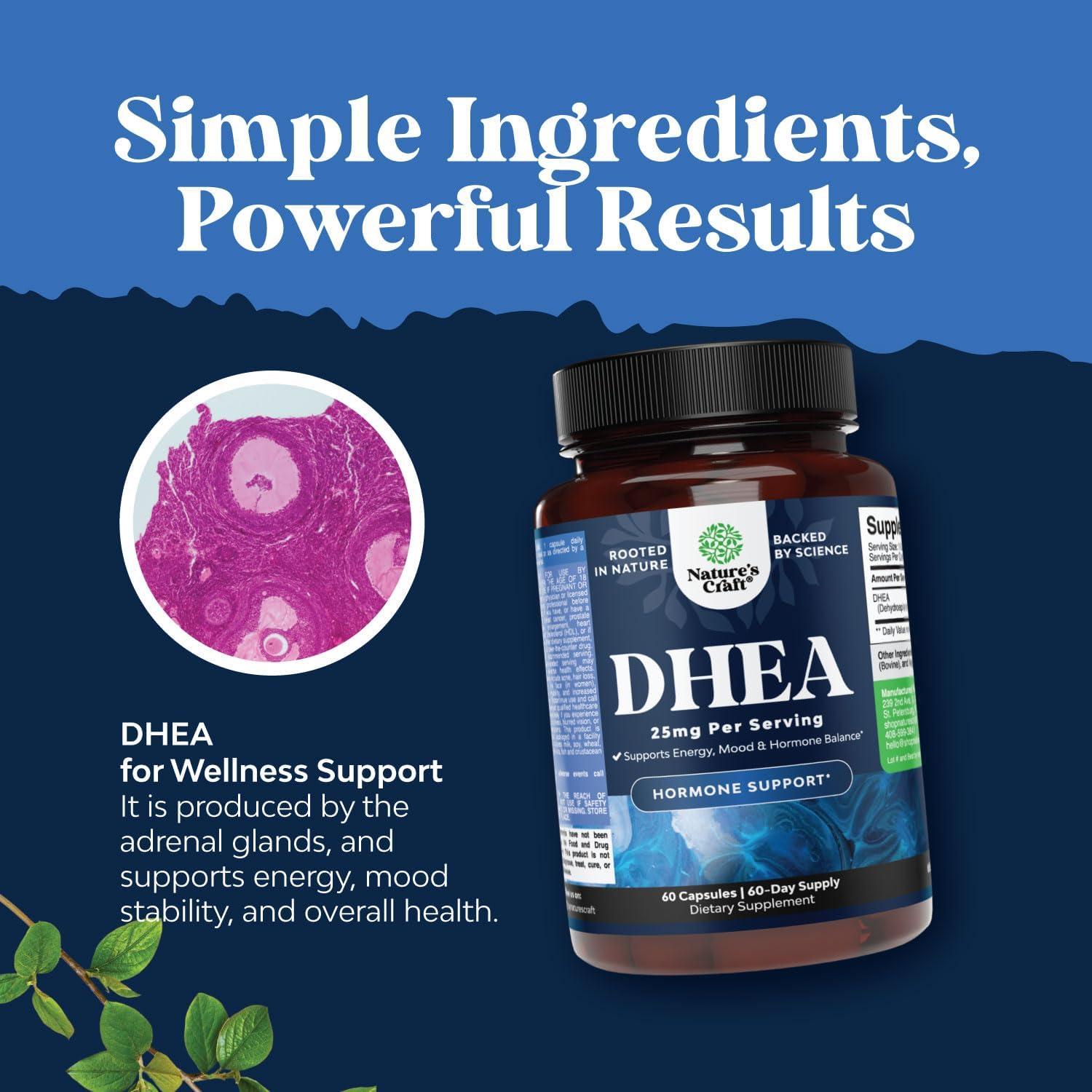 Suplemento DHEA 25mg Natures Craft - Equilibrio Hormonal 60 Cápsulas