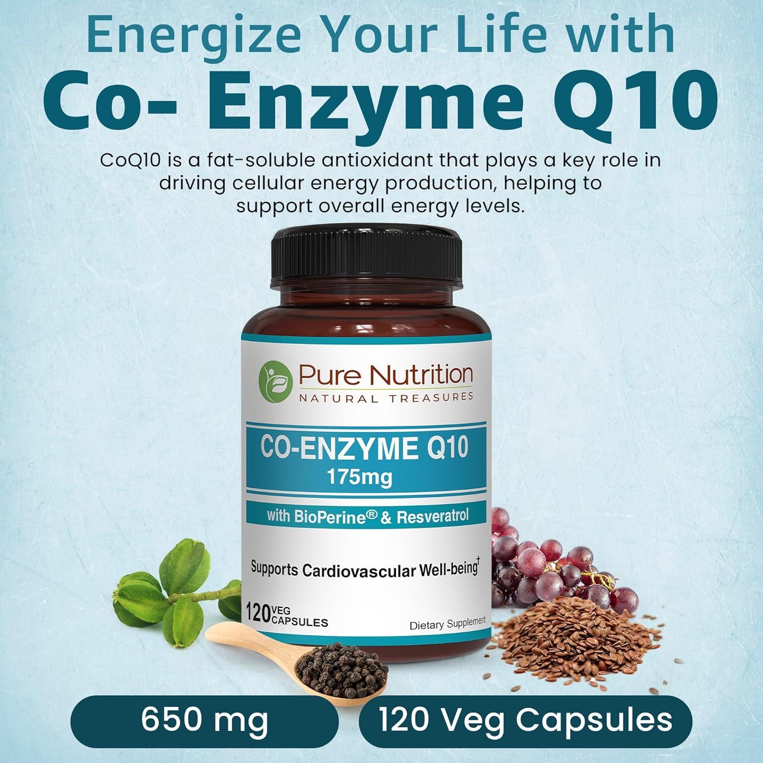Coenzima Q10 Pure Nutrition 175mg 120 Cápsulas Veganas