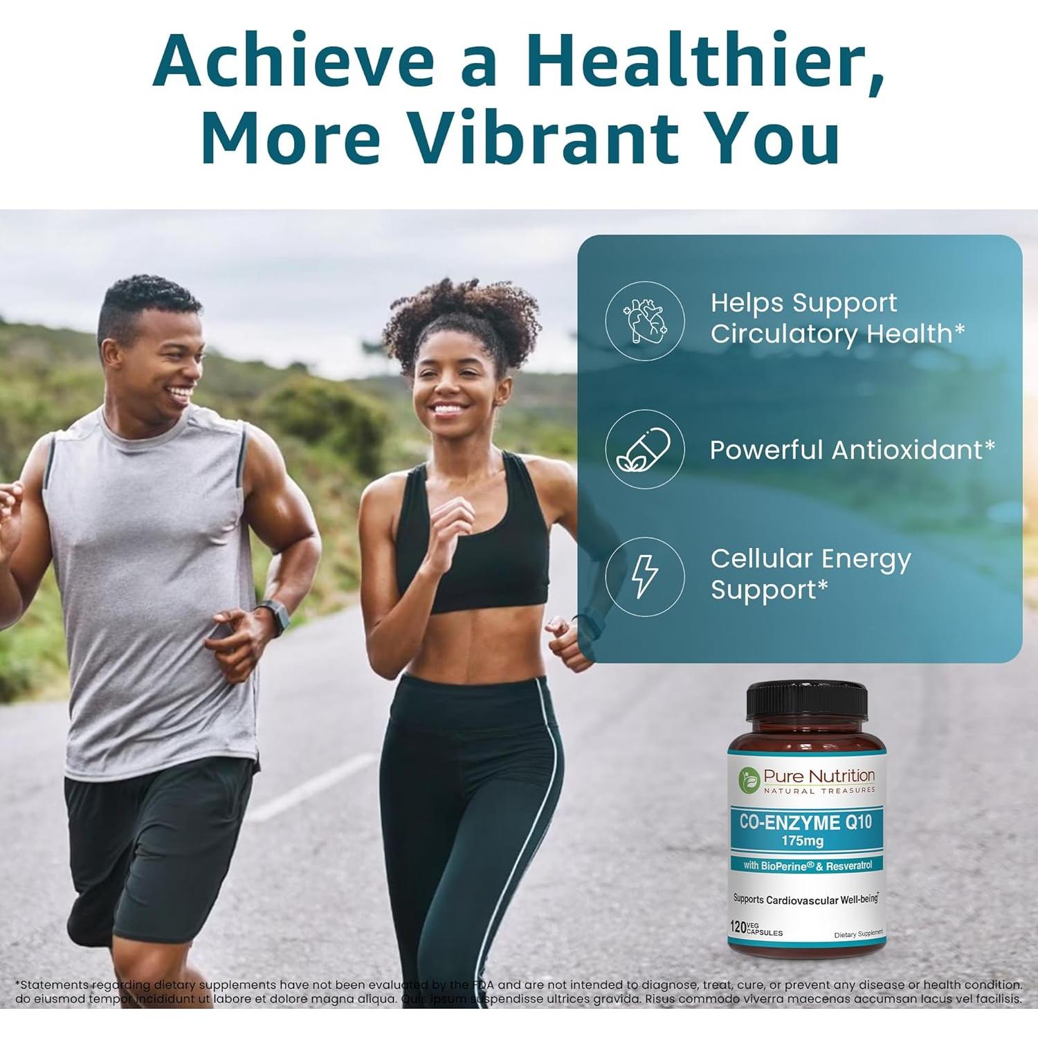 Coenzima Q10 Pure Nutrition 175mg 120 Cápsulas Veganas