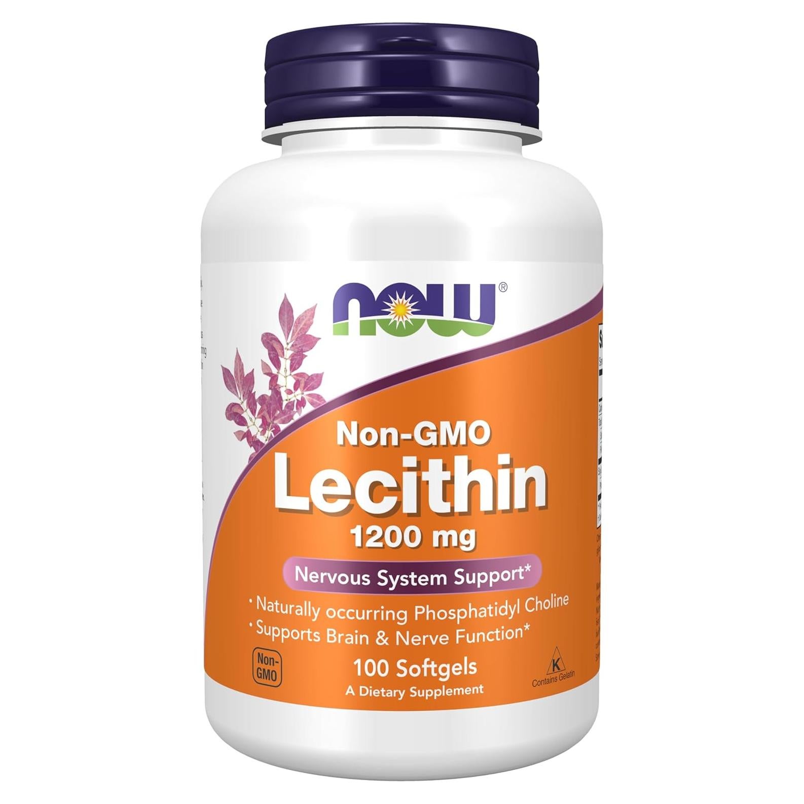 Lecitina 1200 mg NOW con Fosfatidil Colina 100 Gelatinas