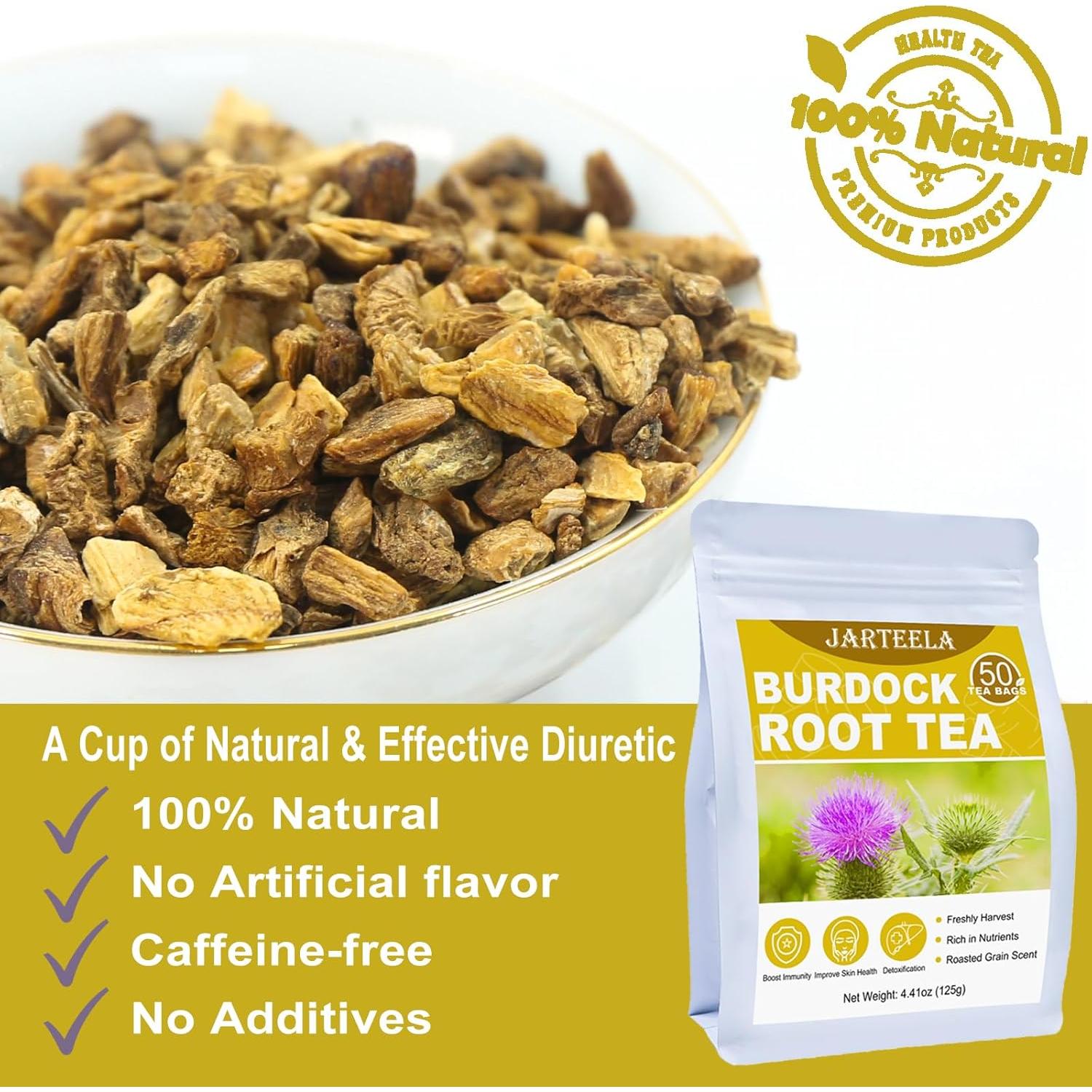 Té de Raíz de Bardana Jarteela 50 Bolsas 2.5g - Natural y Sin Cafeína