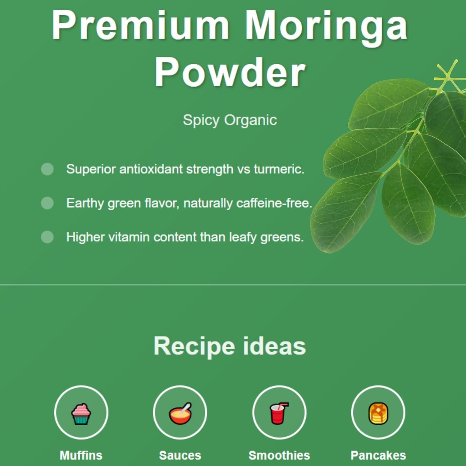 Polvo de Moringa Orgánica Spicy Organic 113.4g - Superalimento Vegano