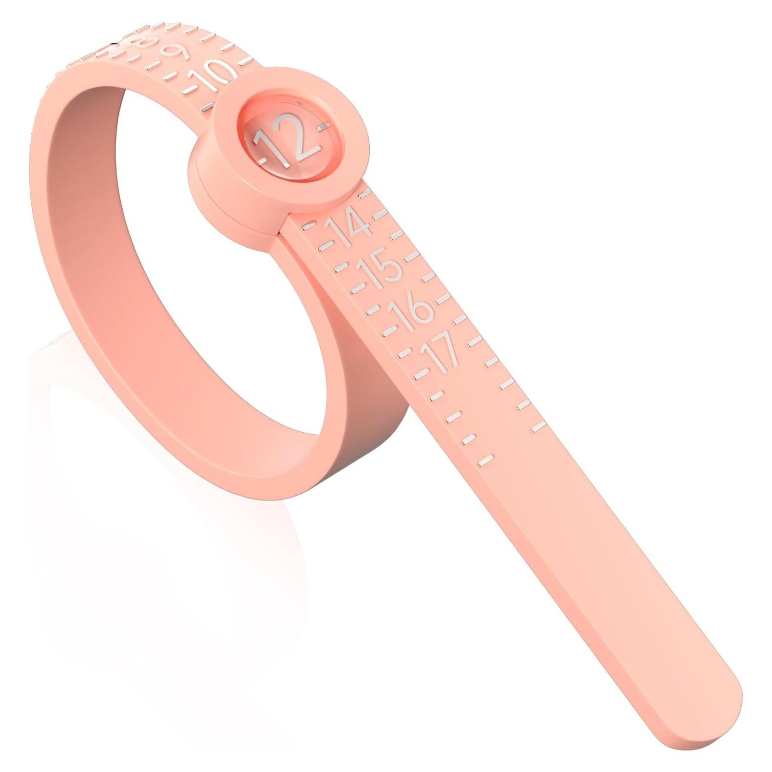 REIDEA Ring Size Measuring Tool, Reusable Finger Sizer Belt with Magnified Glass, Sizes 1-17 US Rings (Rose Yellow Sizer with Silver Scale)