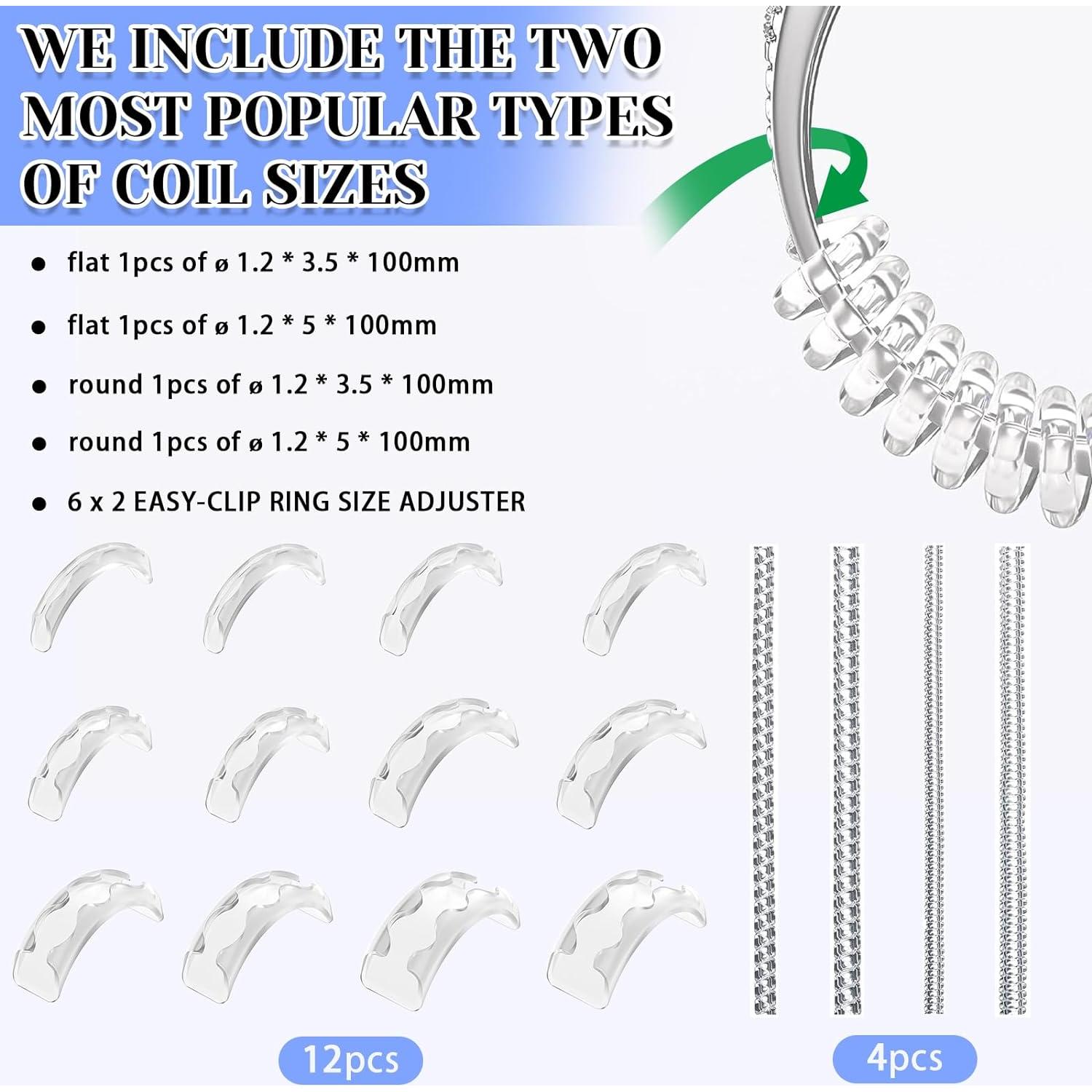 Ajustadores de Anillo Eiito 16 Pcs Invisibles para Tamaño 0.5-1