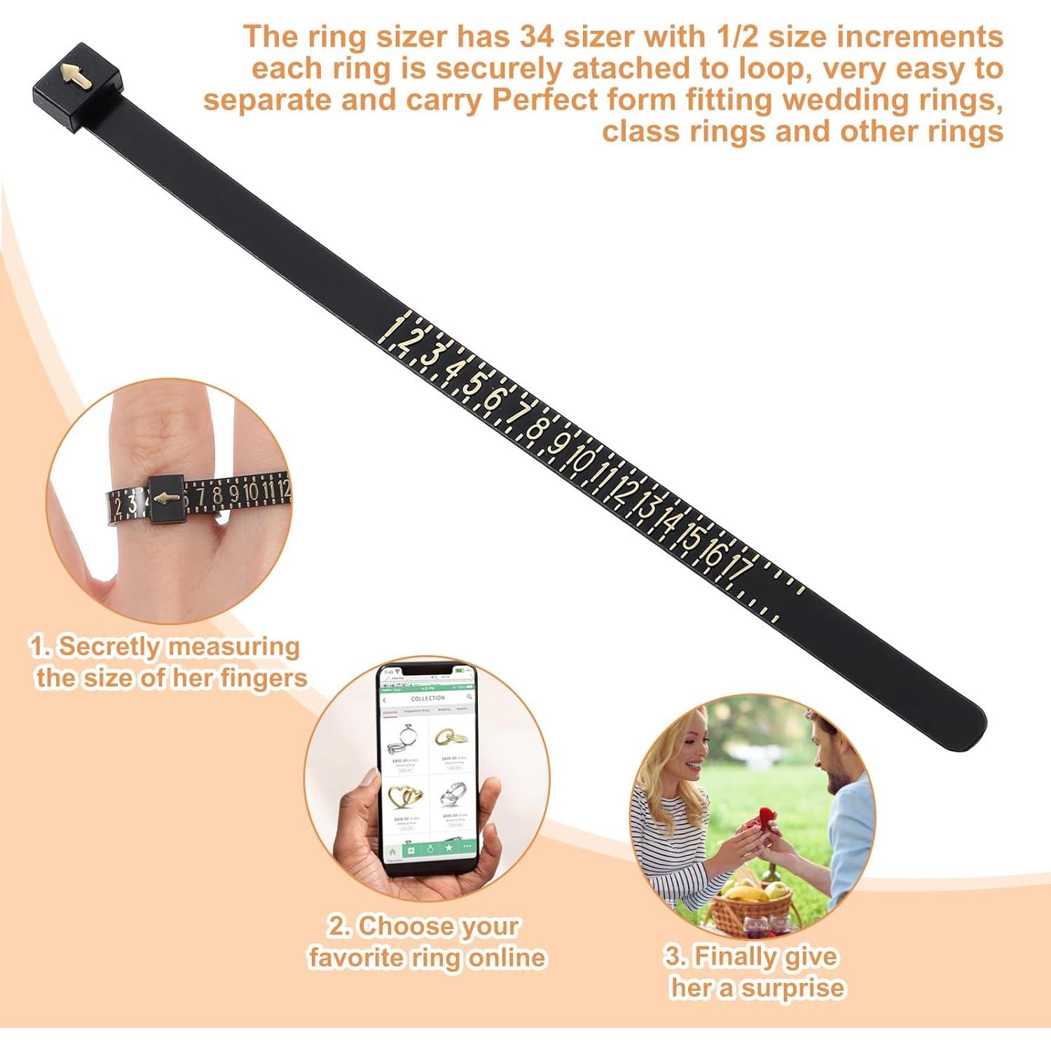 Medidor de Tamaño de Anillos YBEATY Reutilizable con Lupa