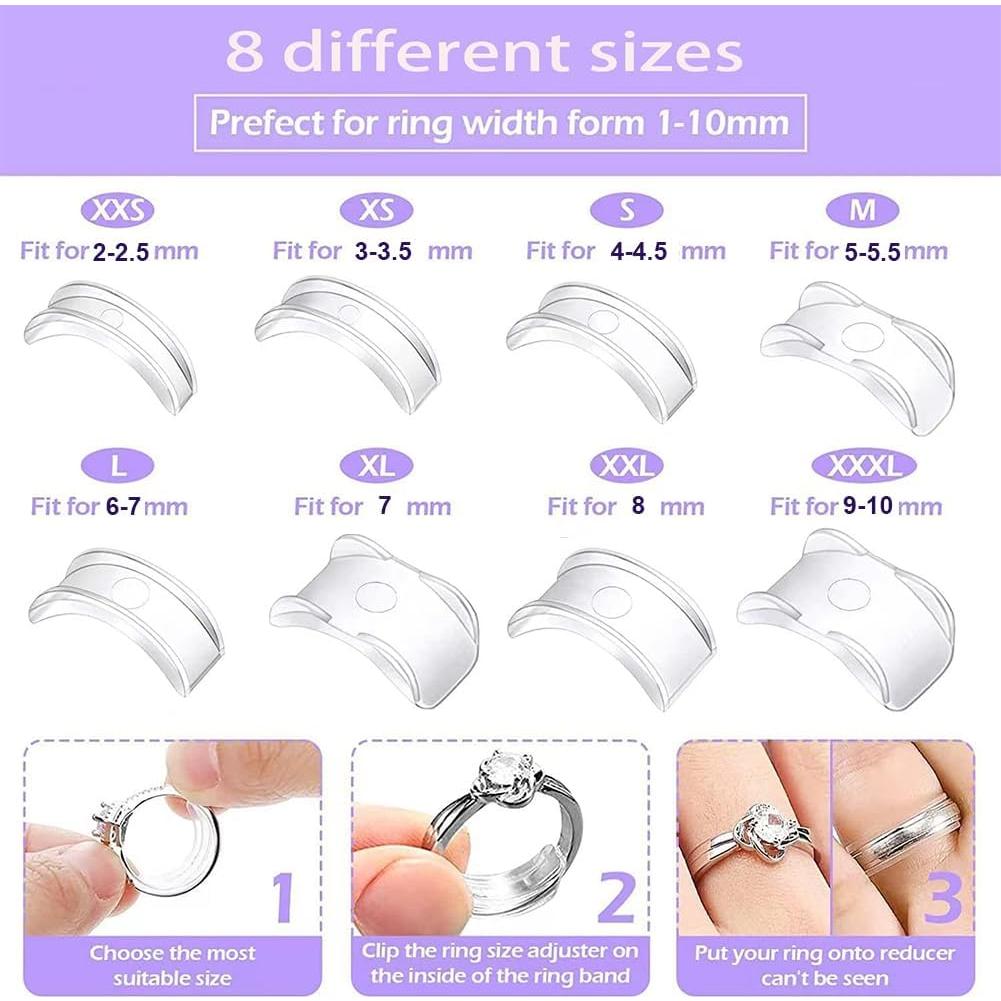 Ajustador de Tamaño de Anillo SLSP 8 Piezas Silicona Transparente