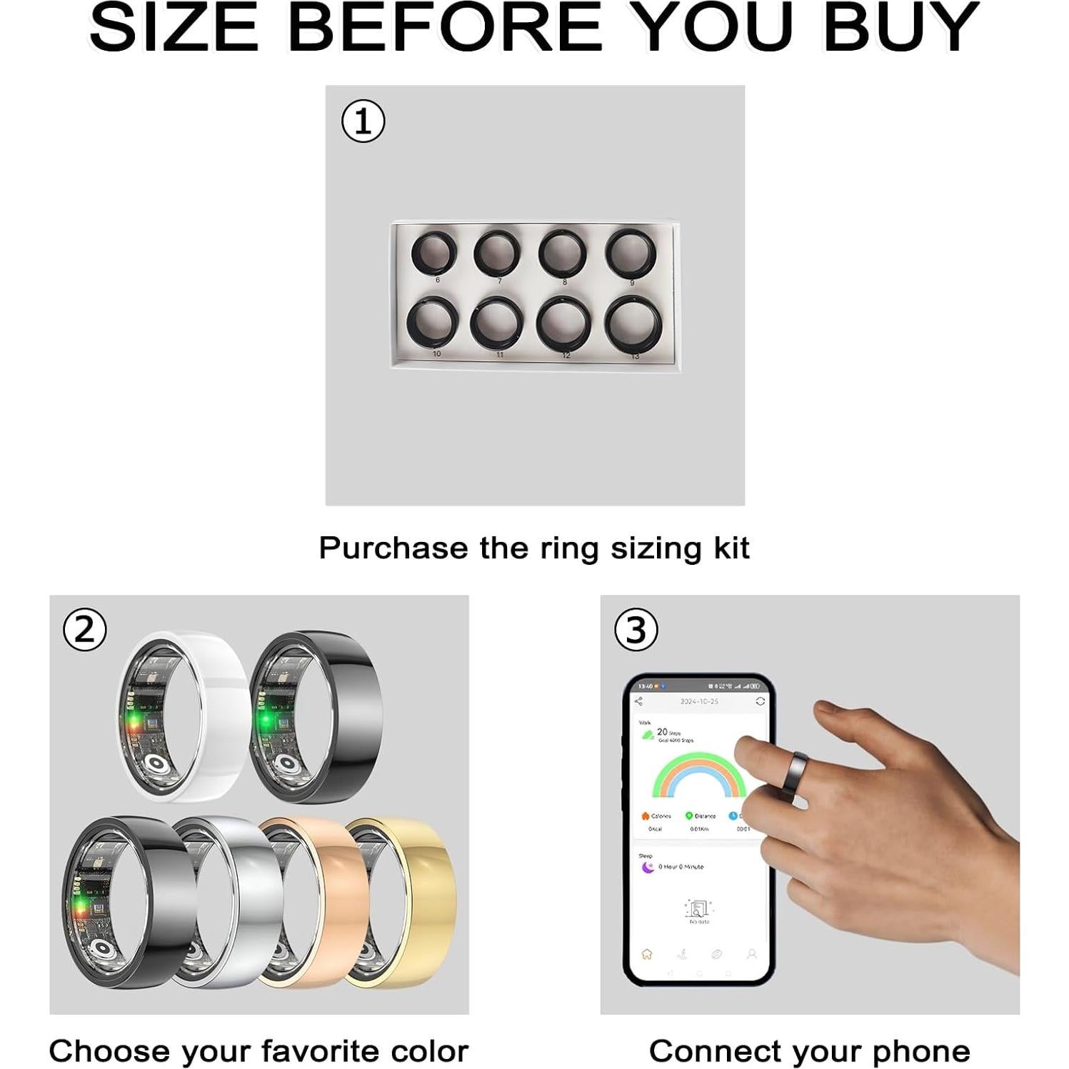 Kit de Tamaño de Anillo POYIPI - Medición Precisa para Anillos