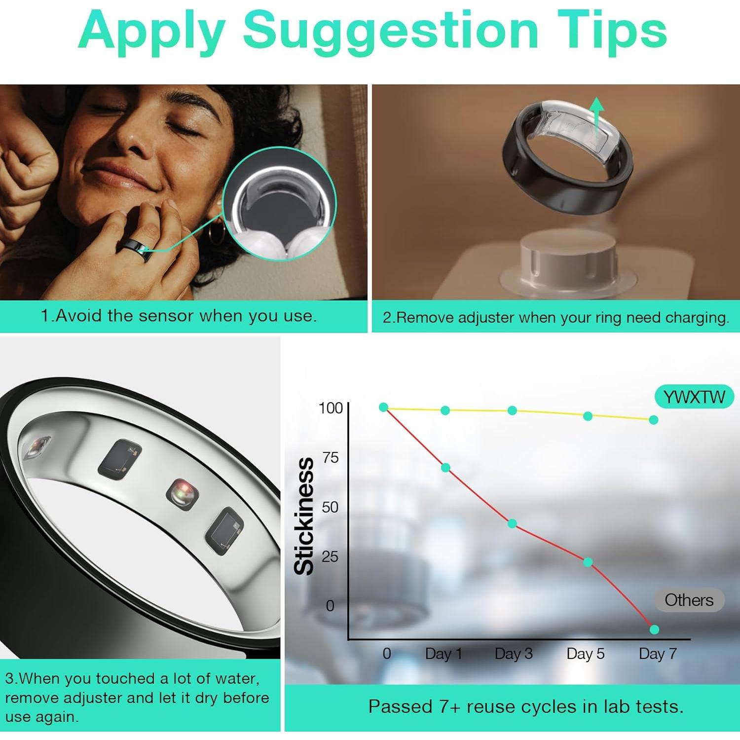 Agarres Invisibles YWXTW para Anillo Oura y Samsung - Paquete de 8