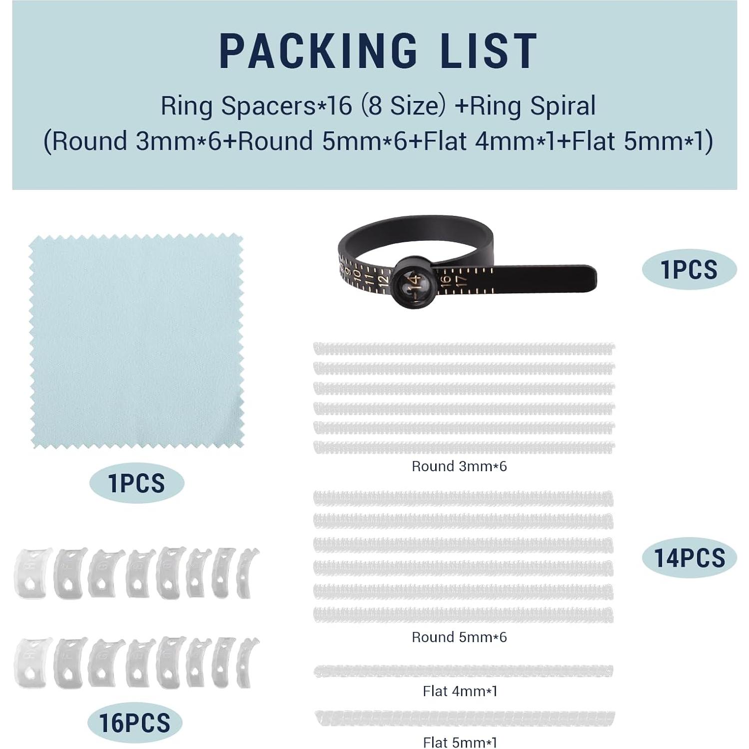 Paquete de 32 Ajustadores de Tamaño de Anillo LOGJAM - 12 Tamaños