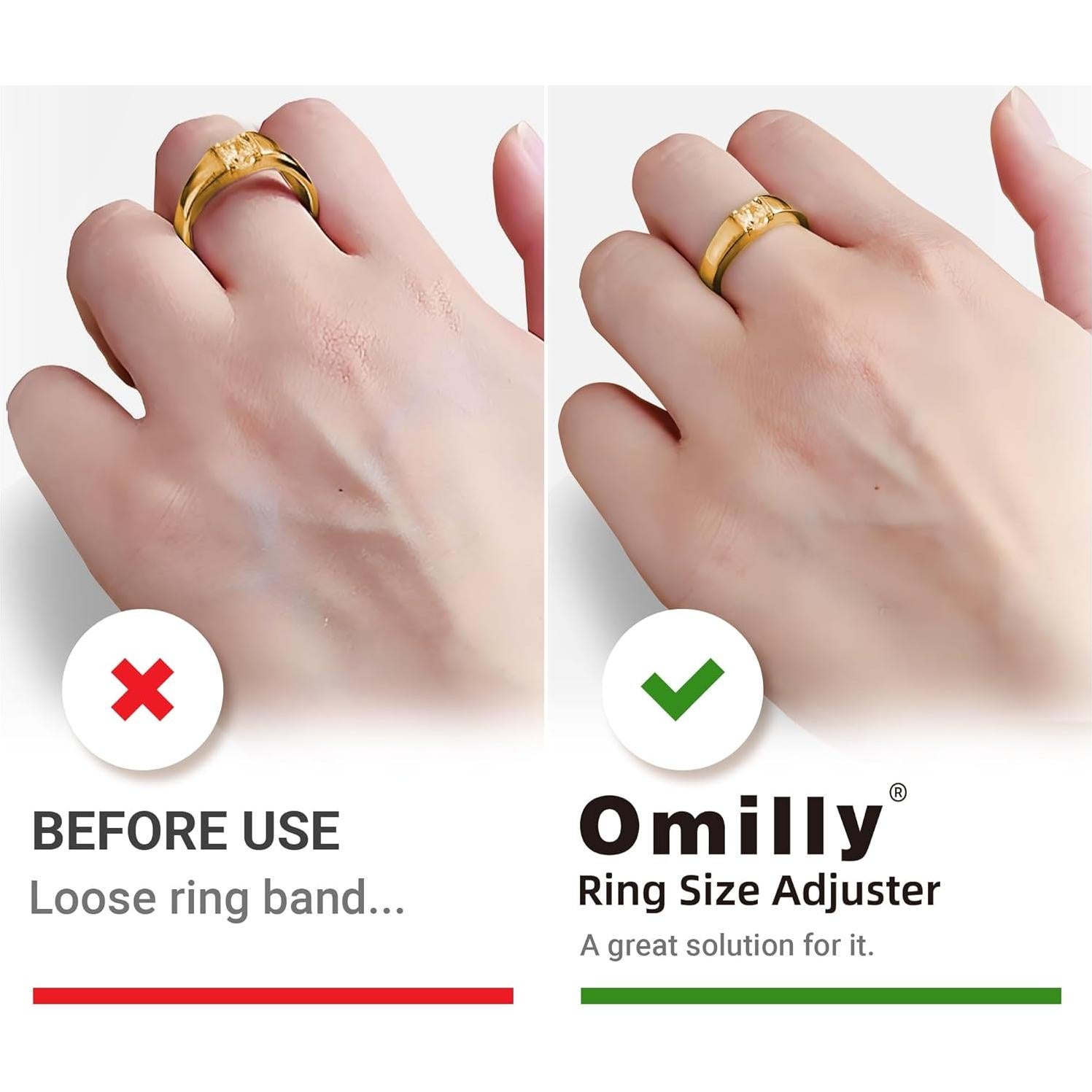 Ajustador de Tamaño de Anillo Invisible Omilly - 8 Piezas Dorado
