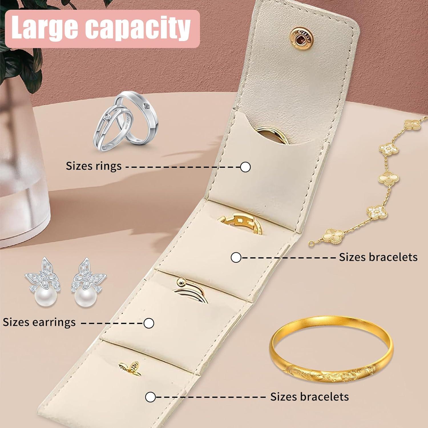 Mini Bolsa de Joyería de Viaje TPILOAW Rosa Plegable 3 Compartimentos