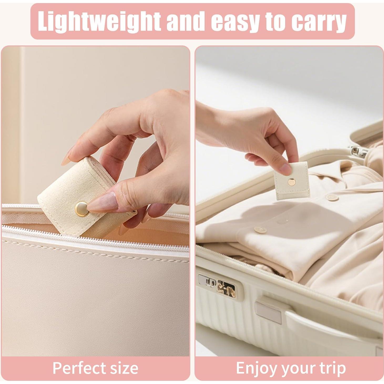 Mini Bolsa de Joyería de Viaje TPILOAW Rosa Plegable 3 Compartimentos