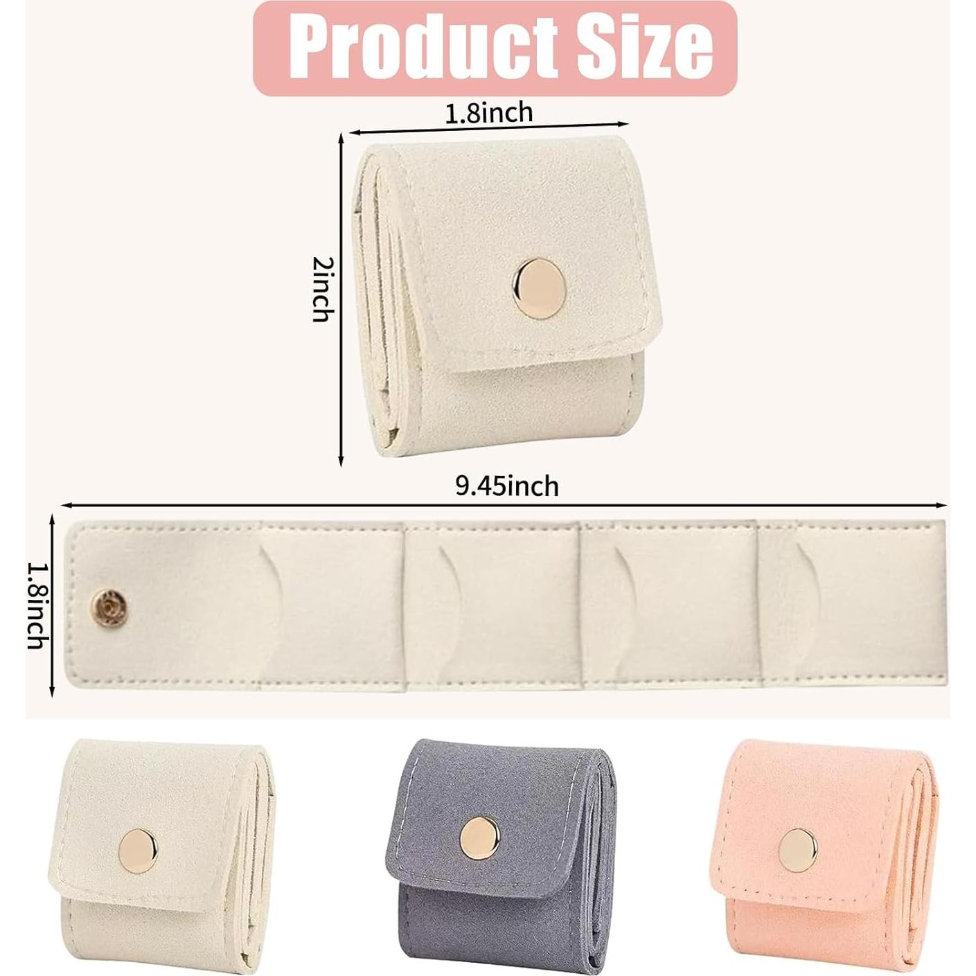 Mini Bolsa de Joyería de Viaje TPILOAW Rosa Plegable 3 Compartimentos