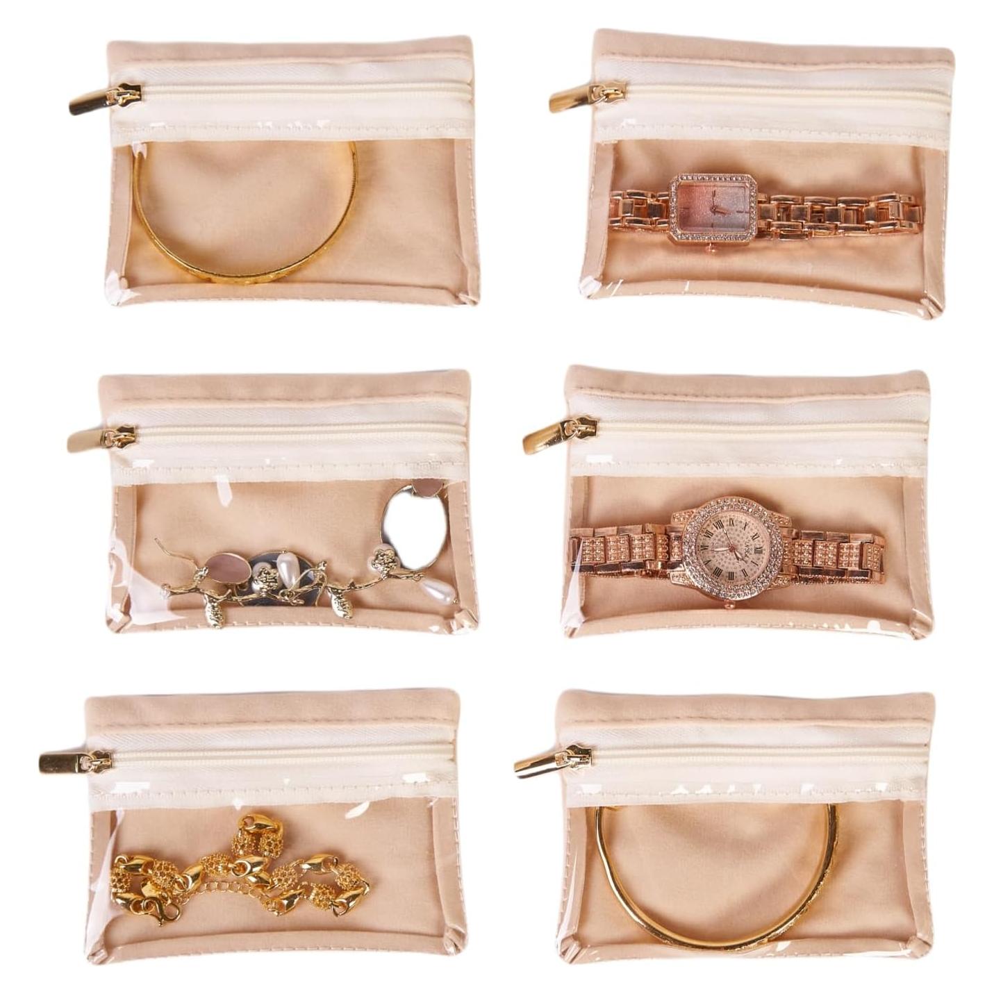 Caja de Joyería DOXINGKAI Vintage con 6 Bolsas de Terciopelo