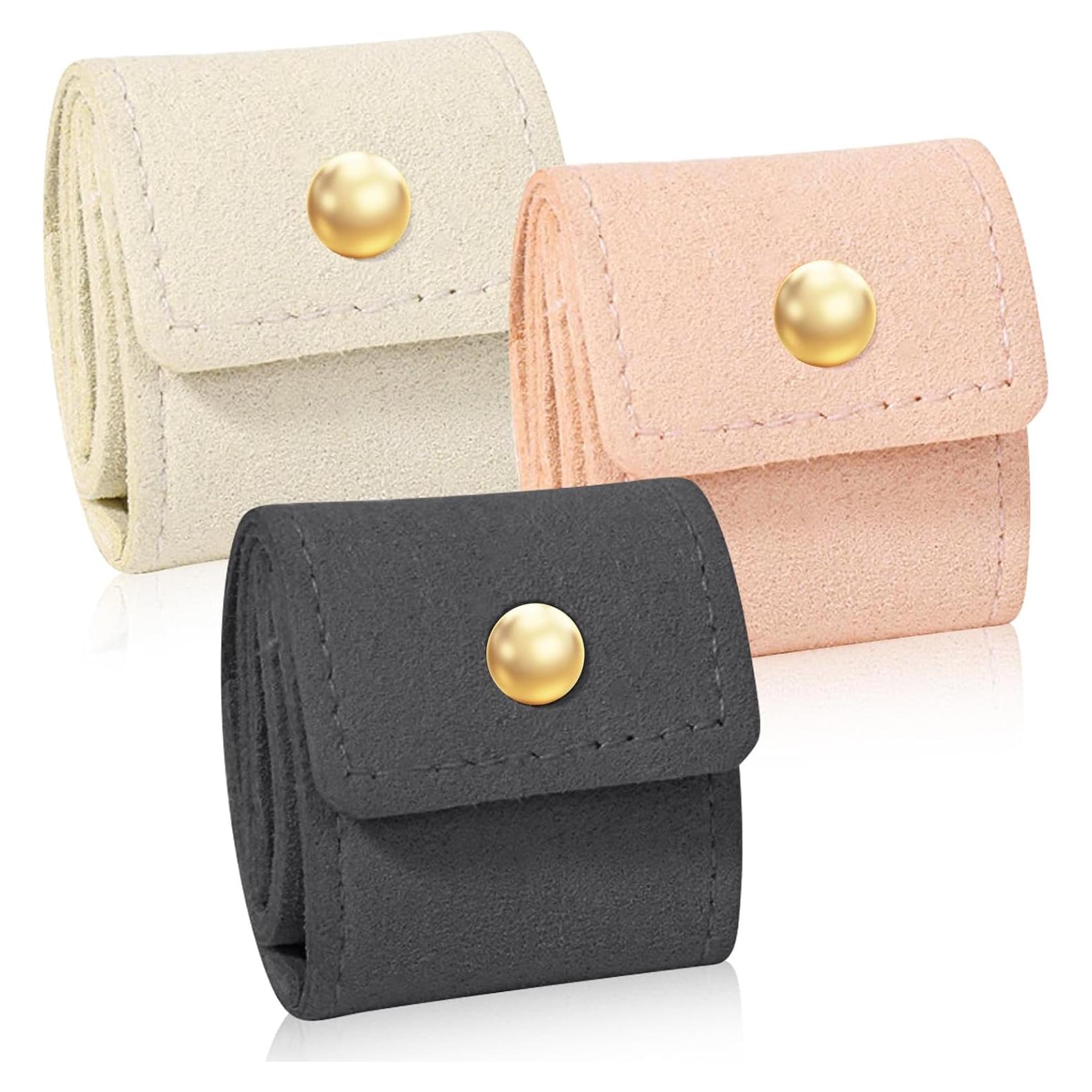 Juego de 3 Mini Bolsas de Viaje para Joyería HINGTAI - Cuero Plegable