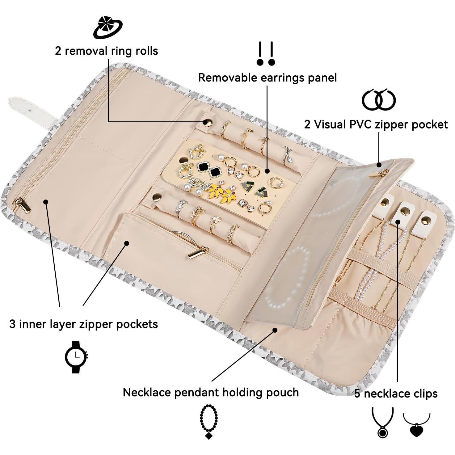 Organizador de Joyería Voova Grande Plegable Gris y Blanco