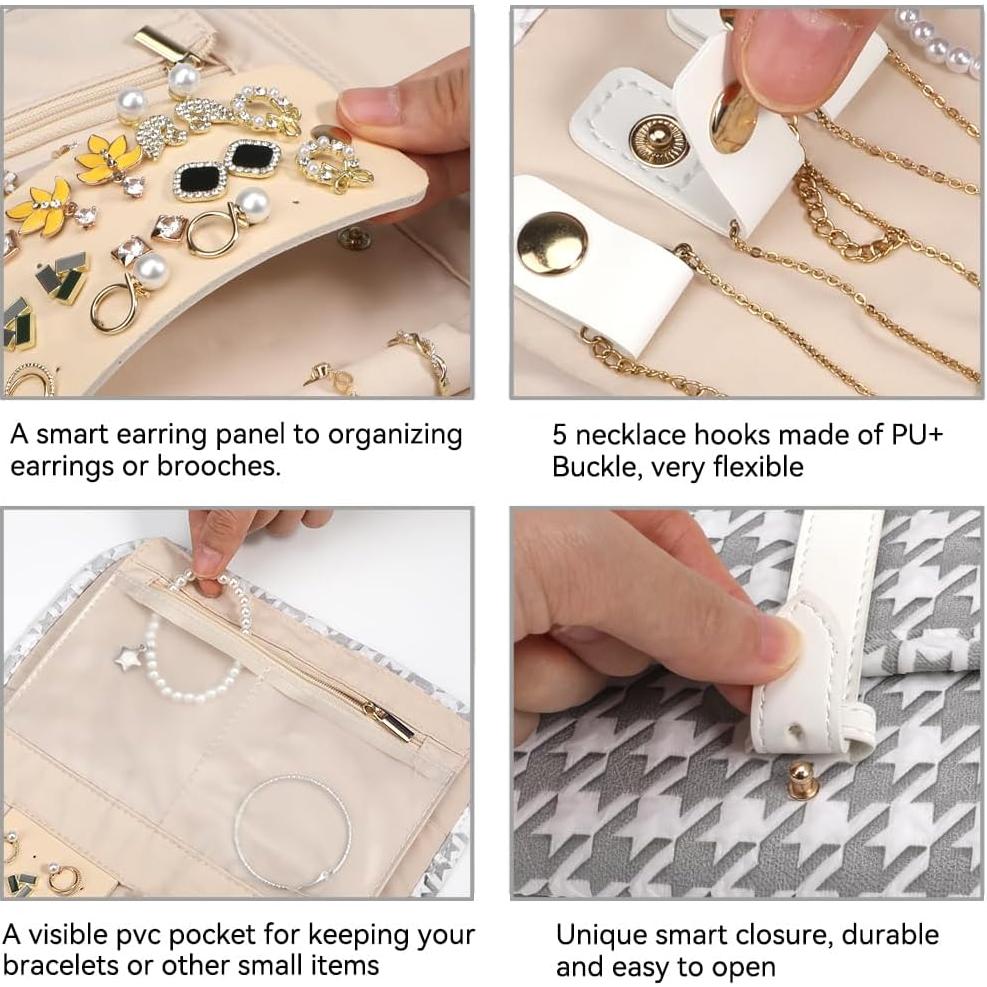 Organizador de Joyería Voova Grande Plegable Gris y Blanco