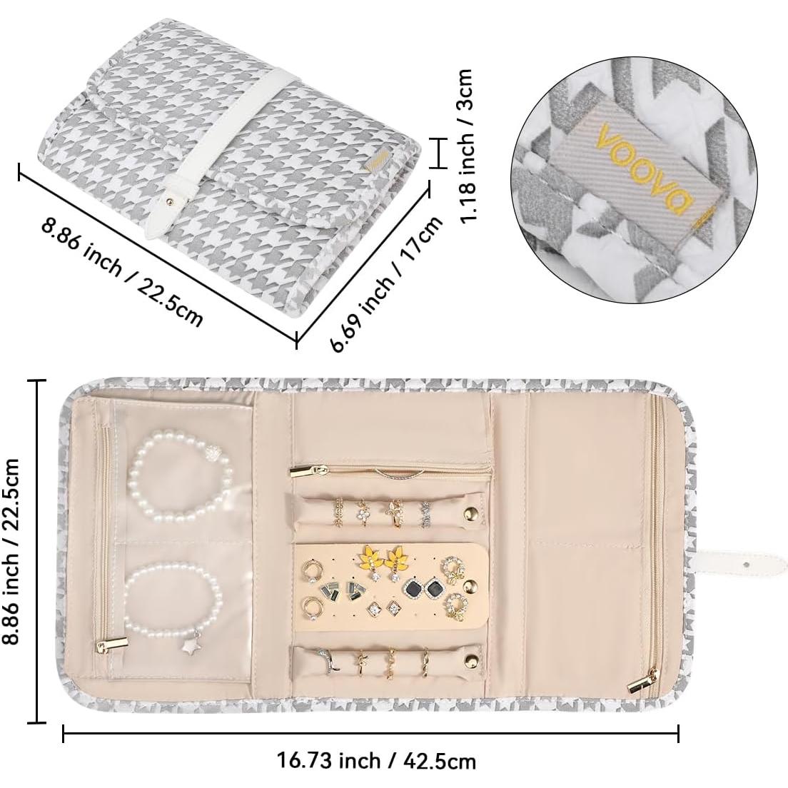 Organizador de Joyería Voova Grande Plegable Gris y Blanco