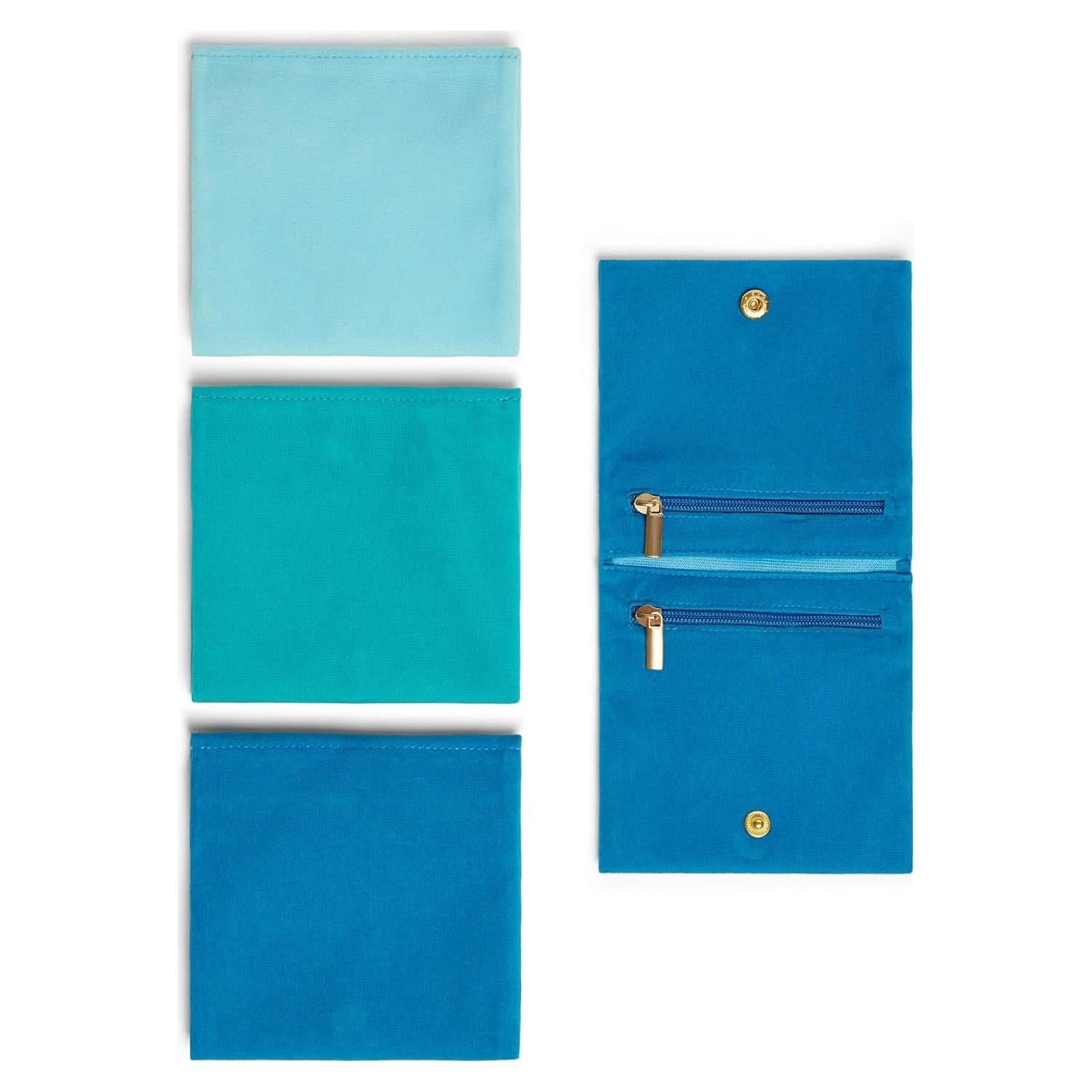 3 Pcs Bolsas de Joyería Terciopelo WSXBAGY Azul 10x10 cm