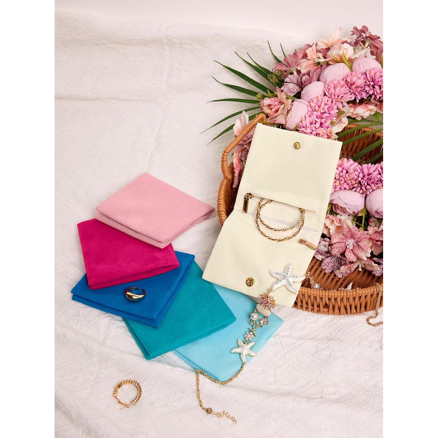 3 Pcs Bolsas de Joyería Terciopelo WSXBAGY Azul 10x10 cm