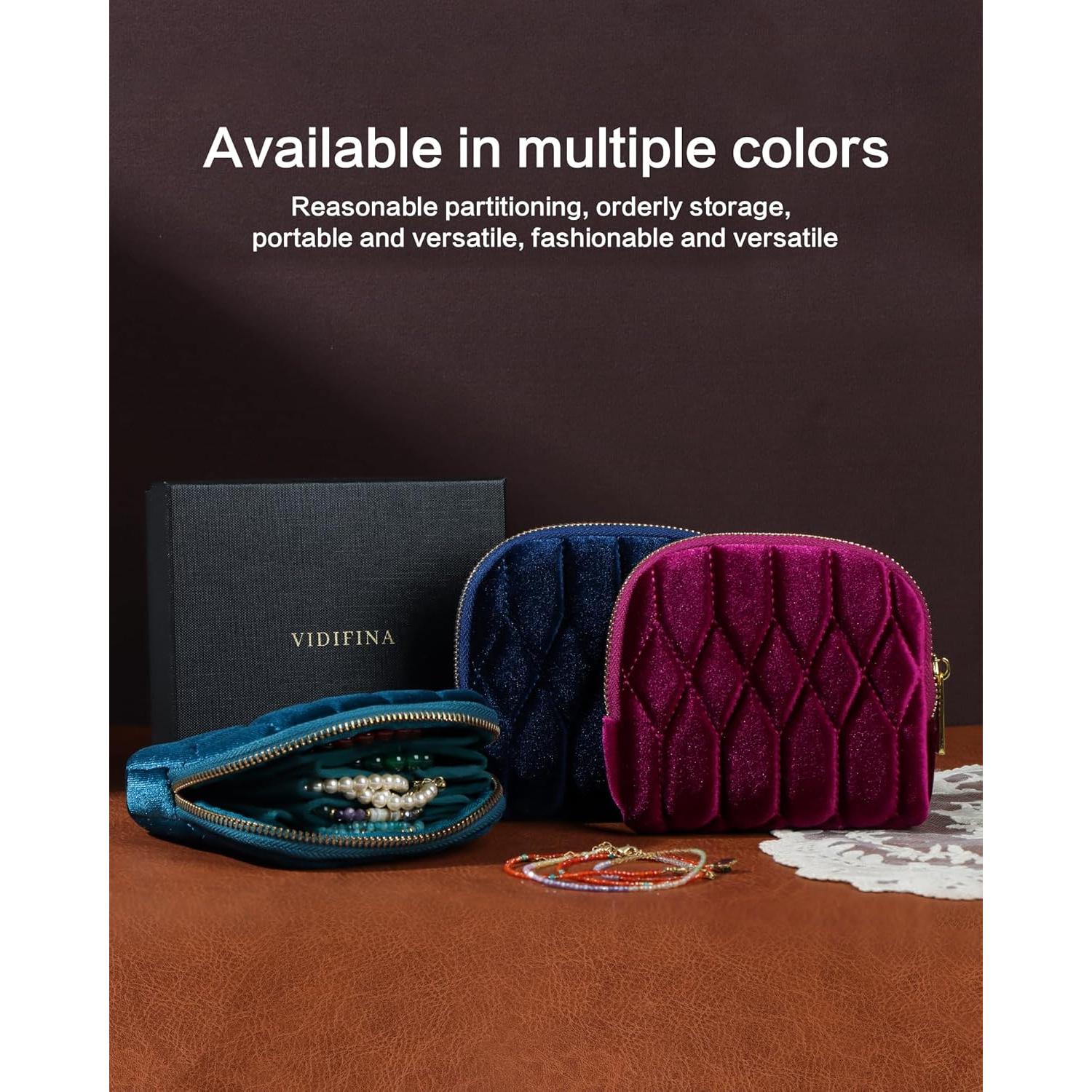 Estuche de Joyería Vidifina Teal 5 Compartimentos Terciopelo