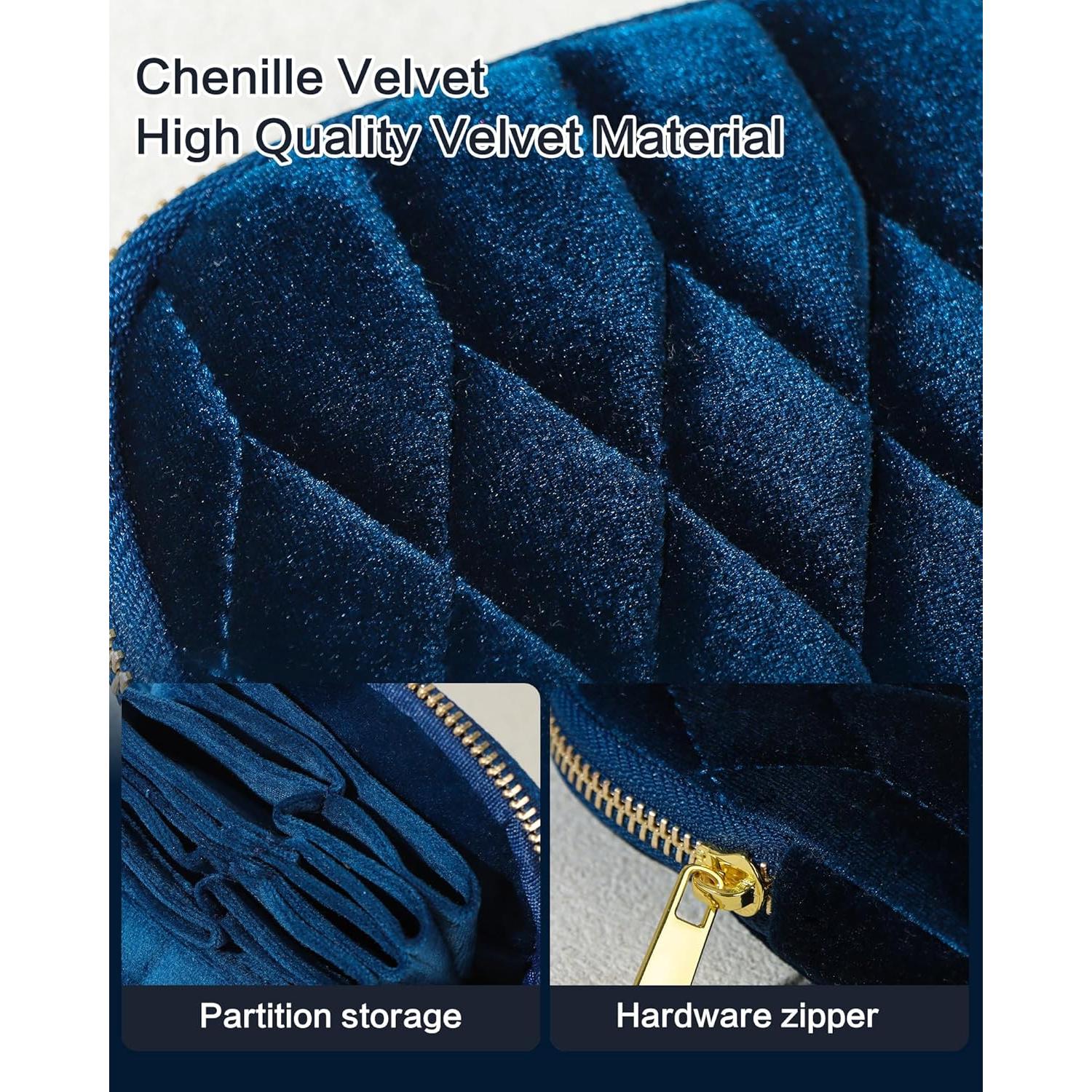 Estuche de Joyería Vidifina Teal 5 Compartimentos Terciopelo