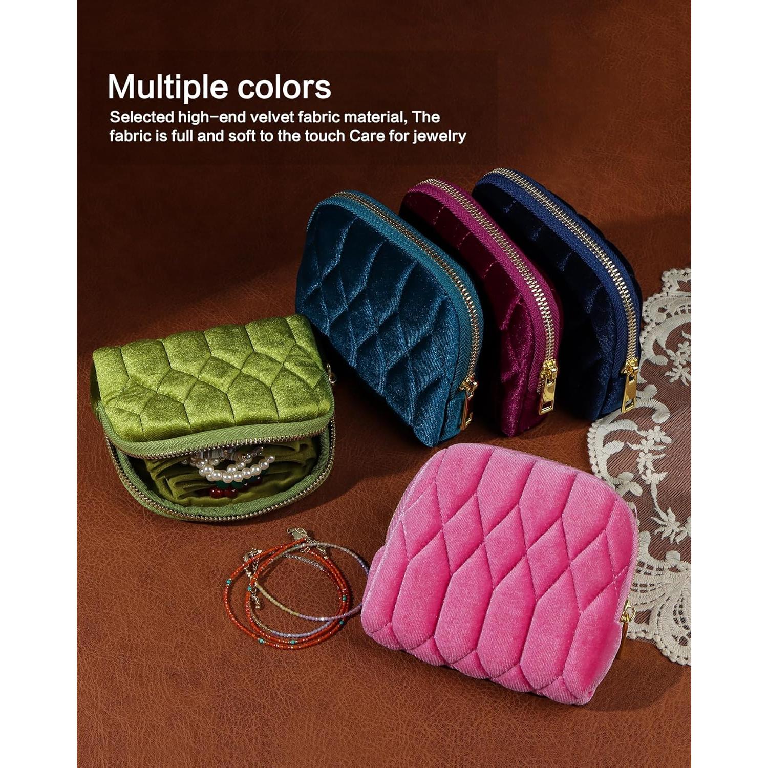 Estuche de Joyería Vidifina Teal 5 Compartimentos Terciopelo