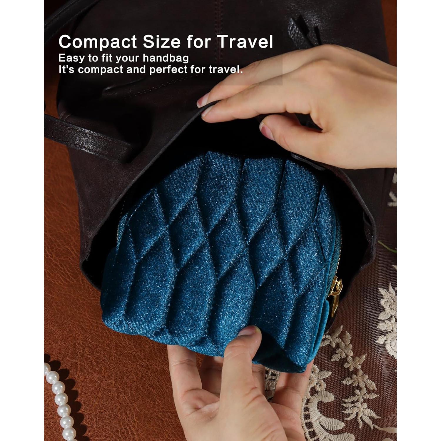 Estuche de Joyería Vidifina Teal 5 Compartimentos Terciopelo