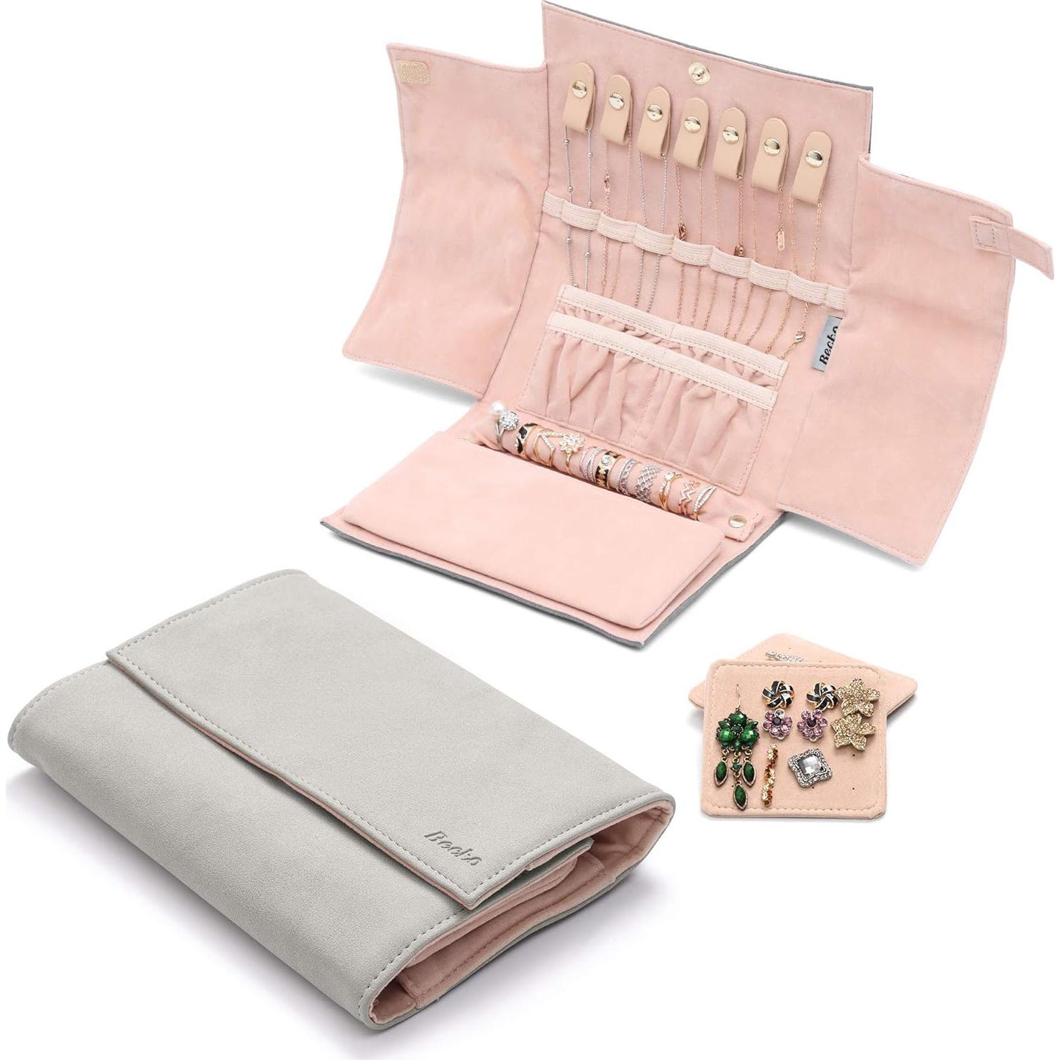 Organizador de Joyas Becko US Gris Plegable y Ligero 20.5x15 cm