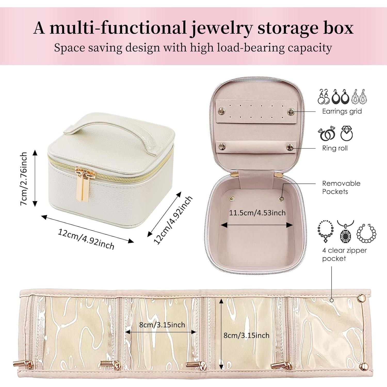 Caja de Joyería de Viaje BcePce Beige Compacta Impermeable