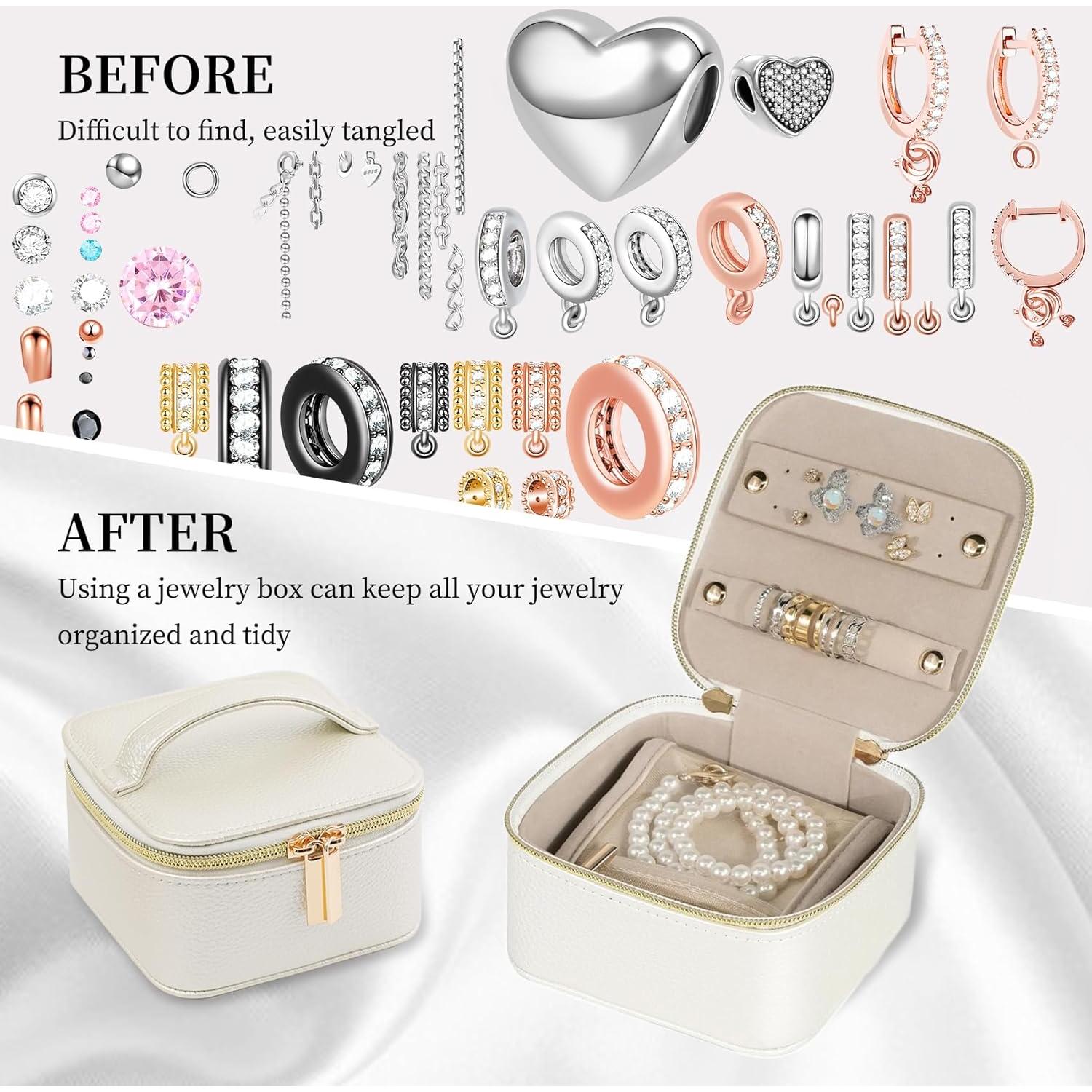 Caja de Joyería de Viaje BcePce Beige Compacta Impermeable