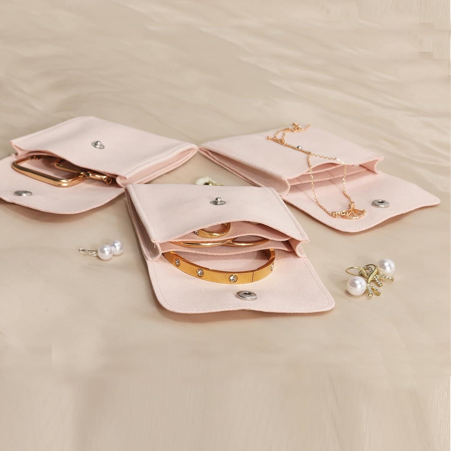 3 Bolsas de Joyería Beige LSZSZL 7.62x7.62 cm Portátiles