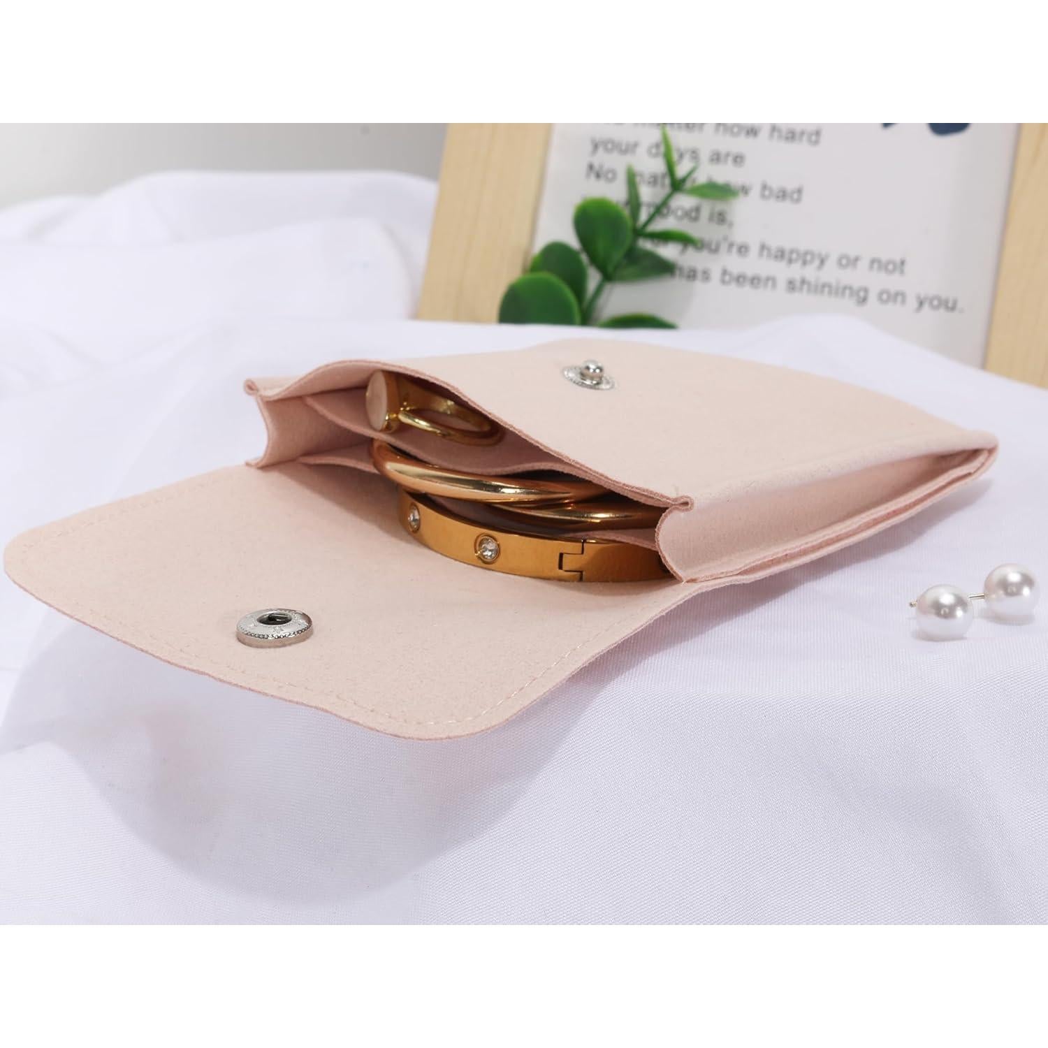 3 Bolsas de Joyería Beige LSZSZL 7.62x7.62 cm Portátiles