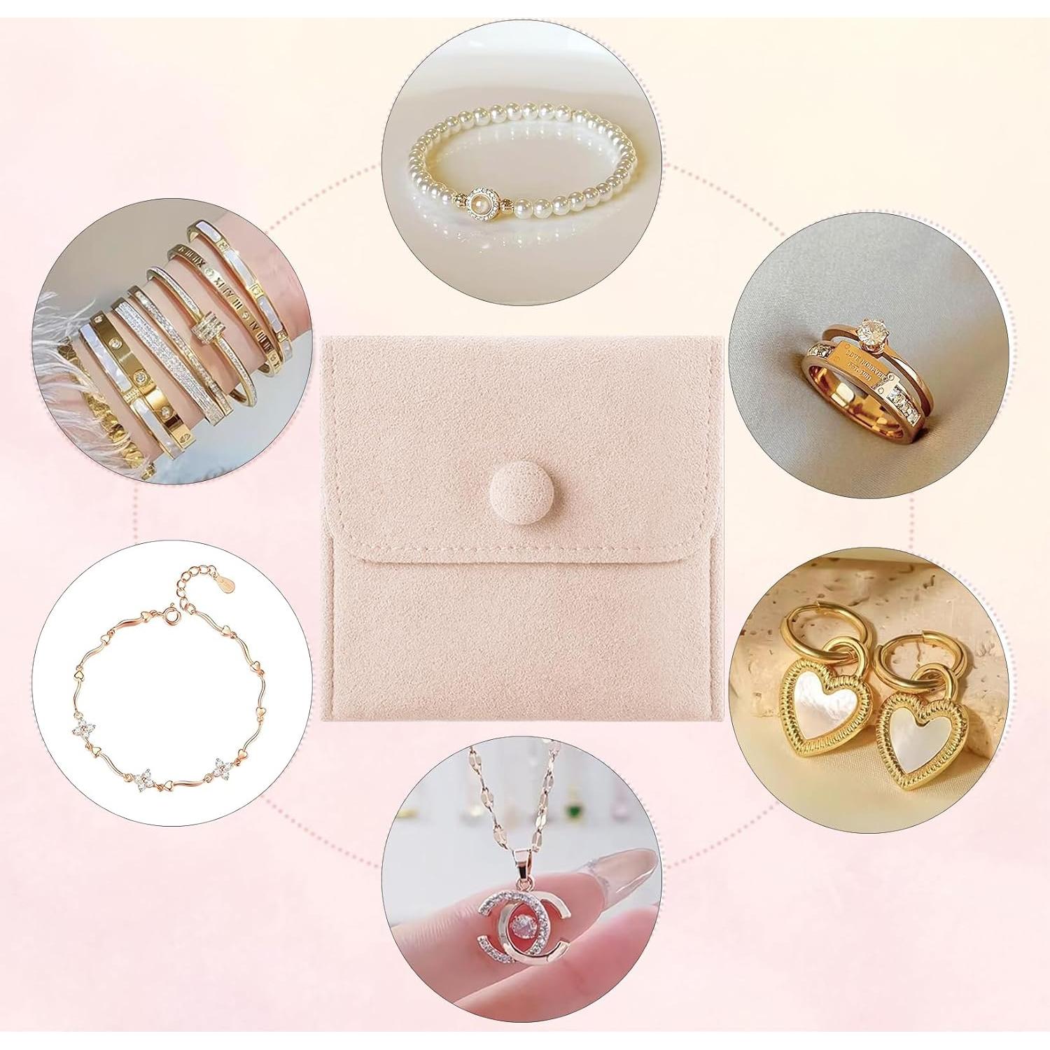 3 Bolsas de Joyería Beige LSZSZL 7.62x7.62 cm Portátiles